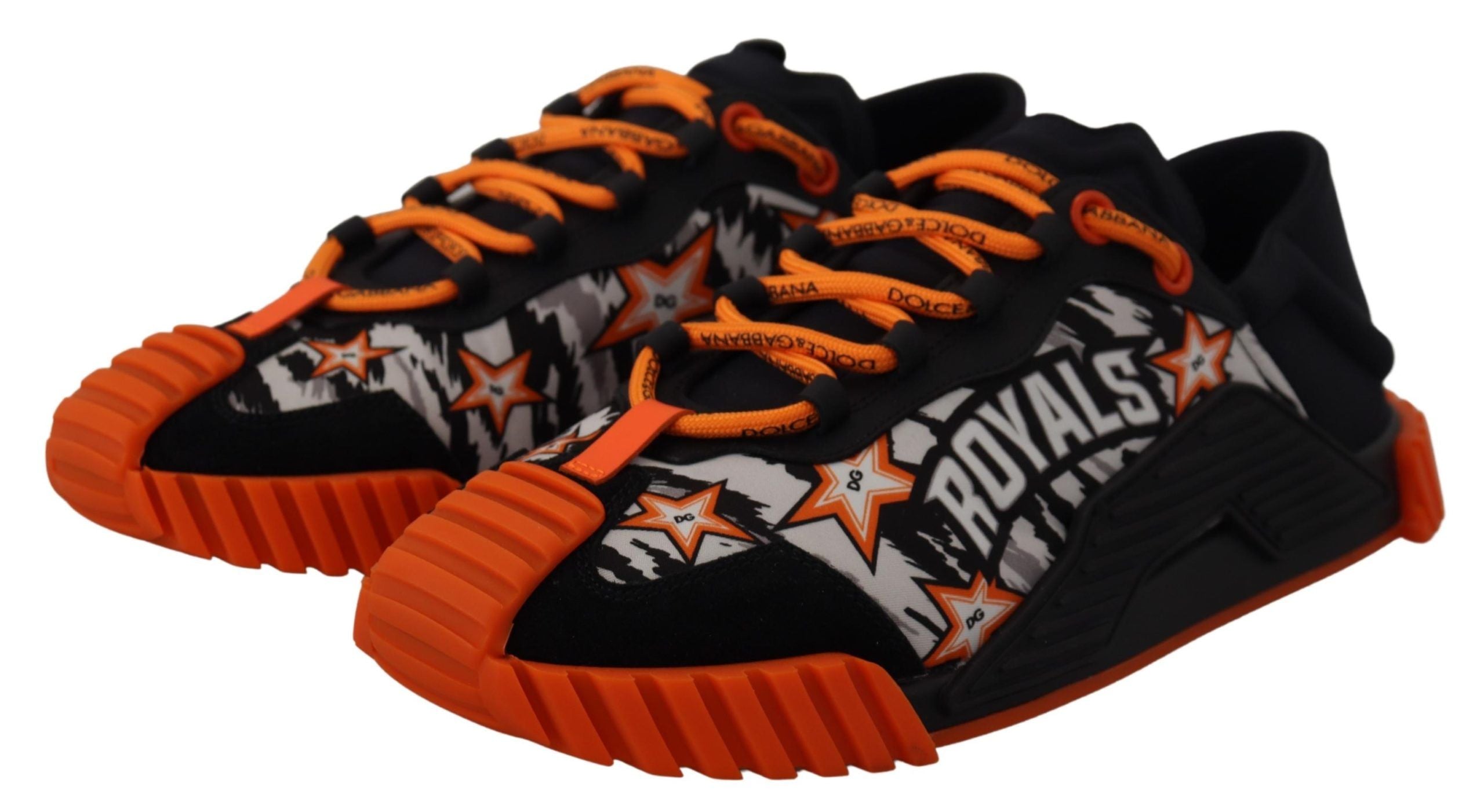 Dolce & Gabbana Black Orange Fabric Lace Up Sneakers NS1 Shoes - DEA STILOSA MILANO