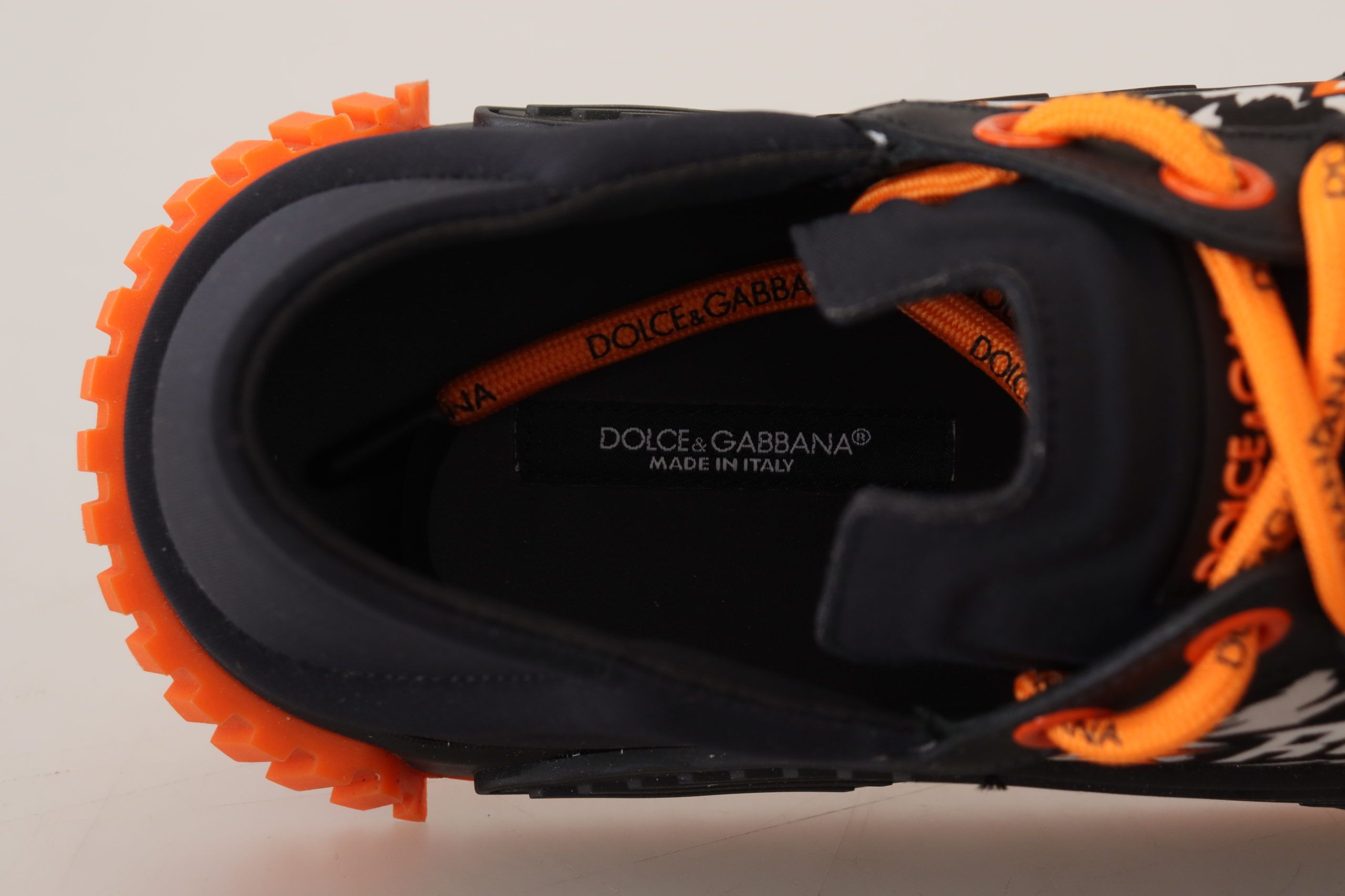 Dolce & Gabbana Black Orange Fabric Lace Up Sneakers NS1 Shoes - DEA STILOSA MILANO