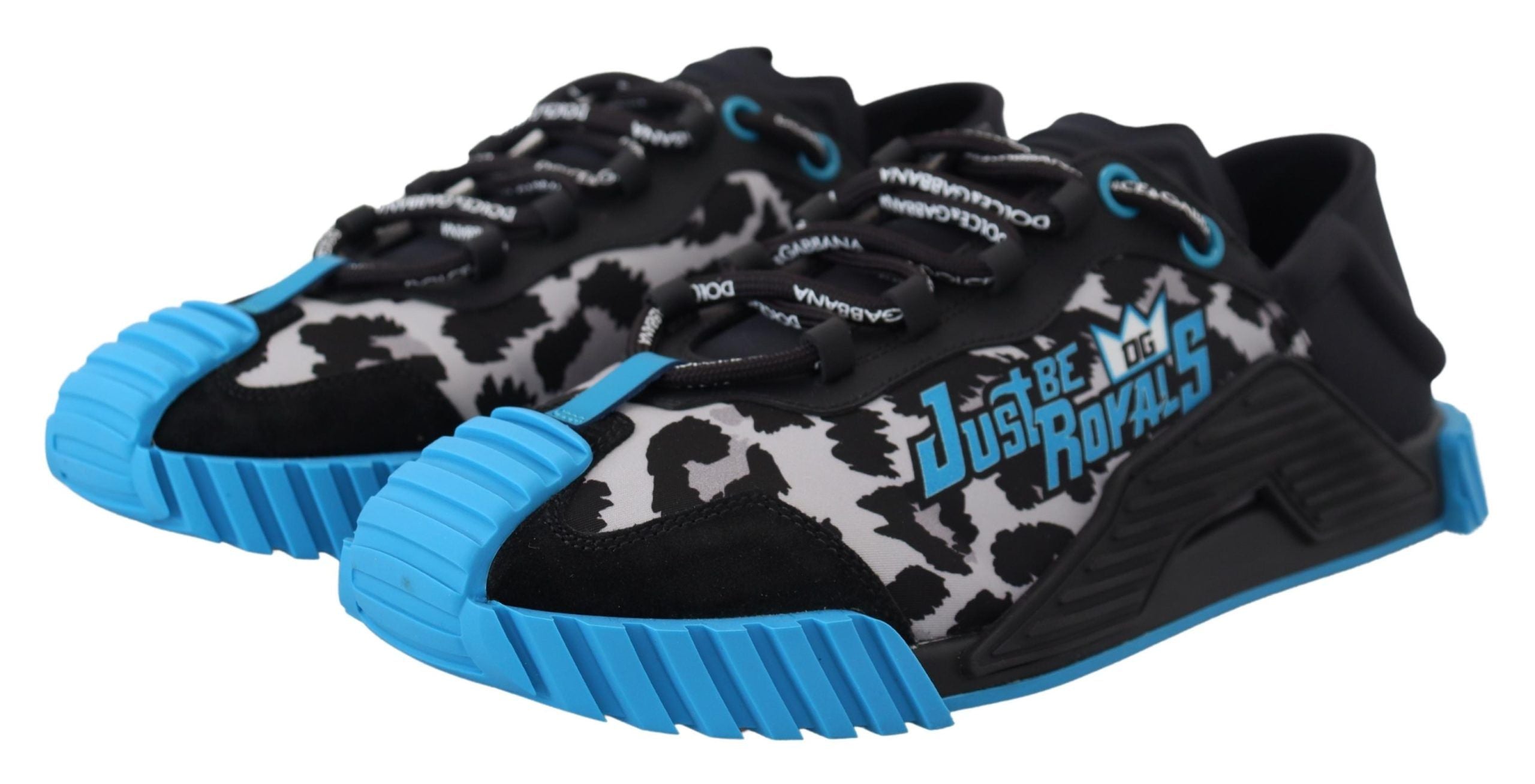 Dolce & Gabbana Black Blue Fabric Lace Up NS1 Sneakers - DEA STILOSA MILANO