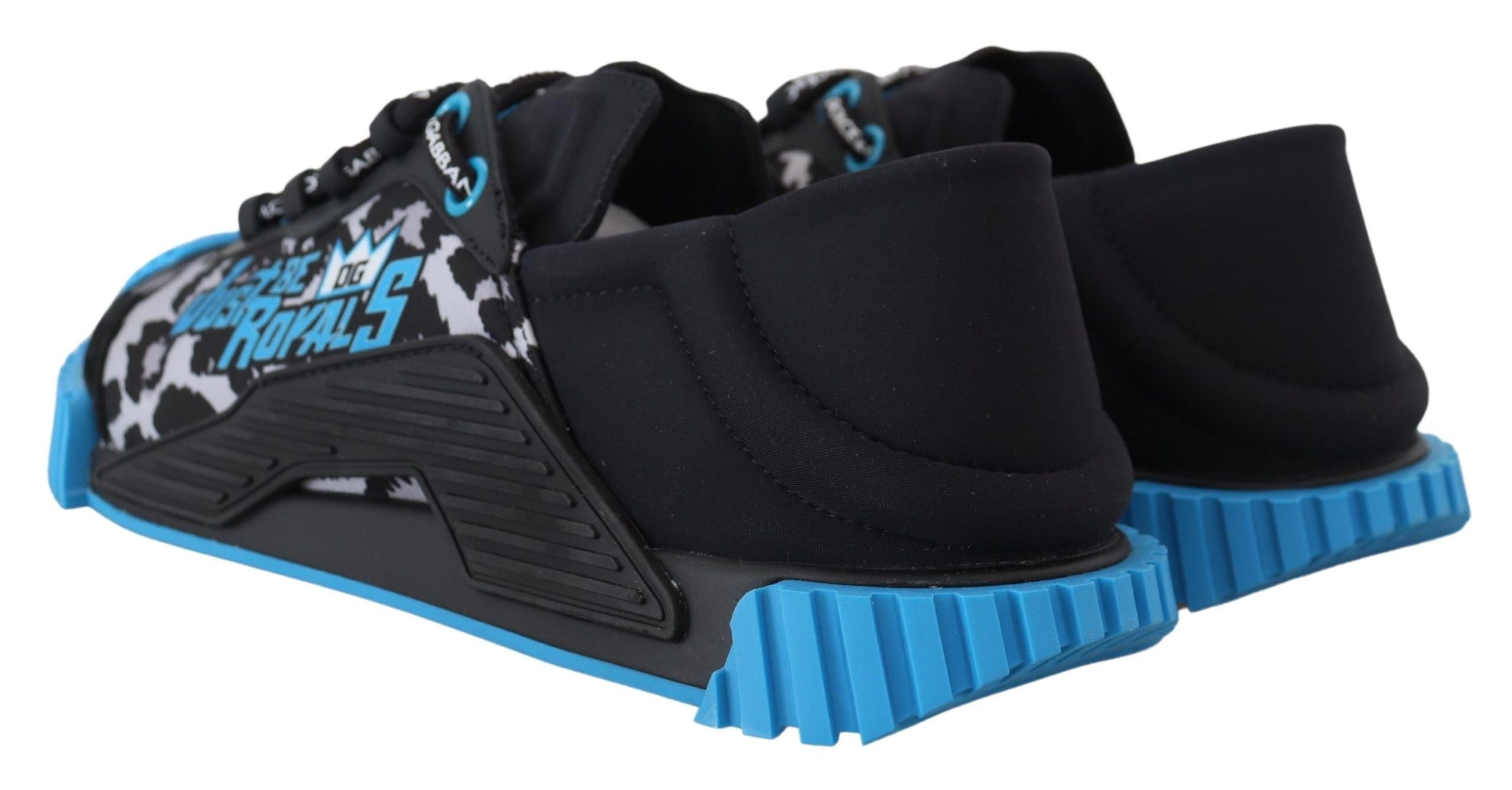 Dolce & Gabbana Black Blue Fabric Lace Up NS1 Sneakers - DEA STILOSA MILANO