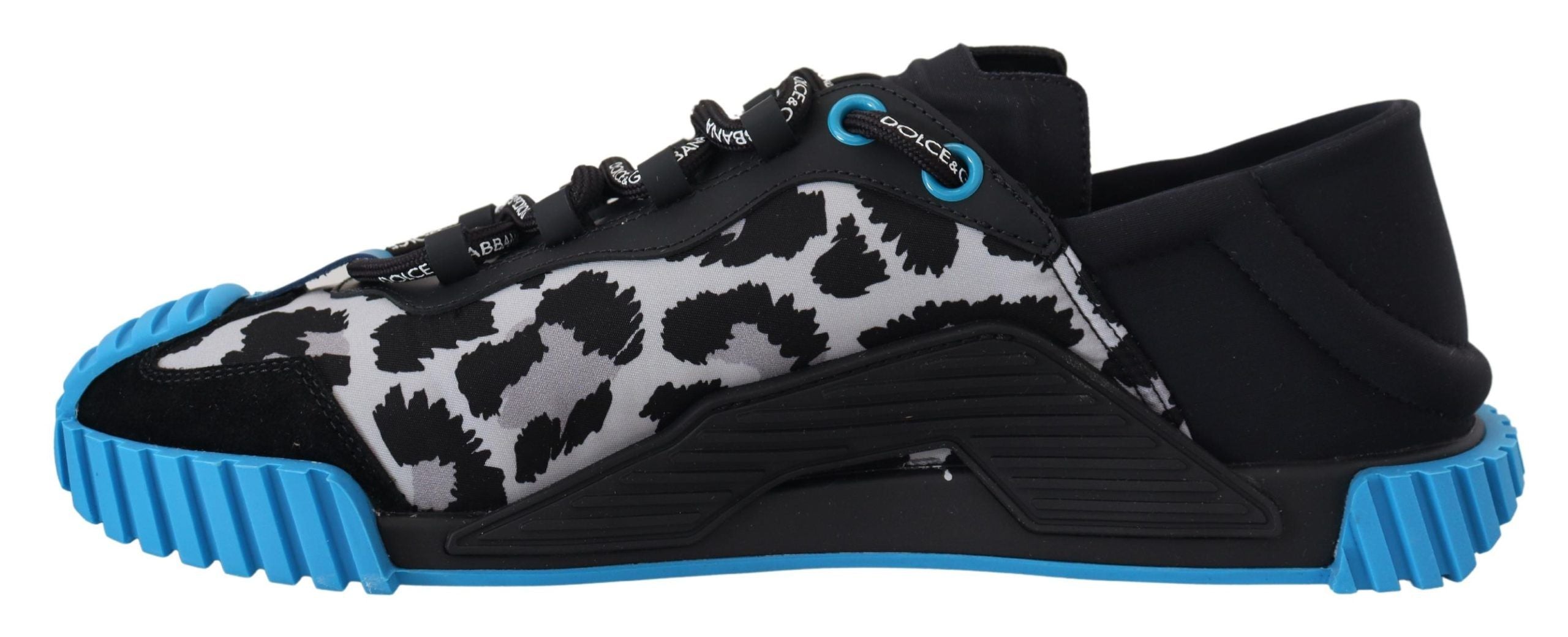 Dolce & Gabbana Black Blue Fabric Lace Up NS1 Sneakers - DEA STILOSA MILANO