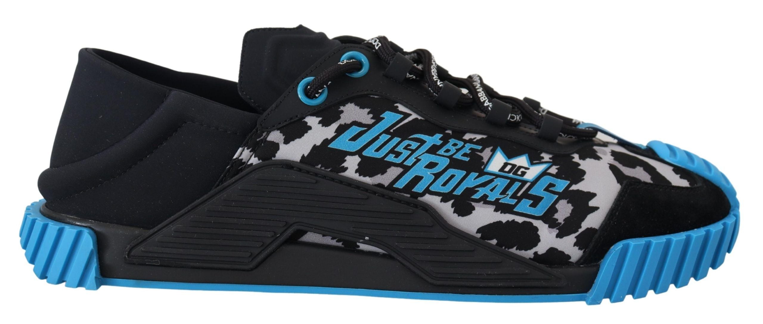 Dolce & Gabbana Black Blue Fabric Lace Up NS1 Sneakers - DEA STILOSA MILANO