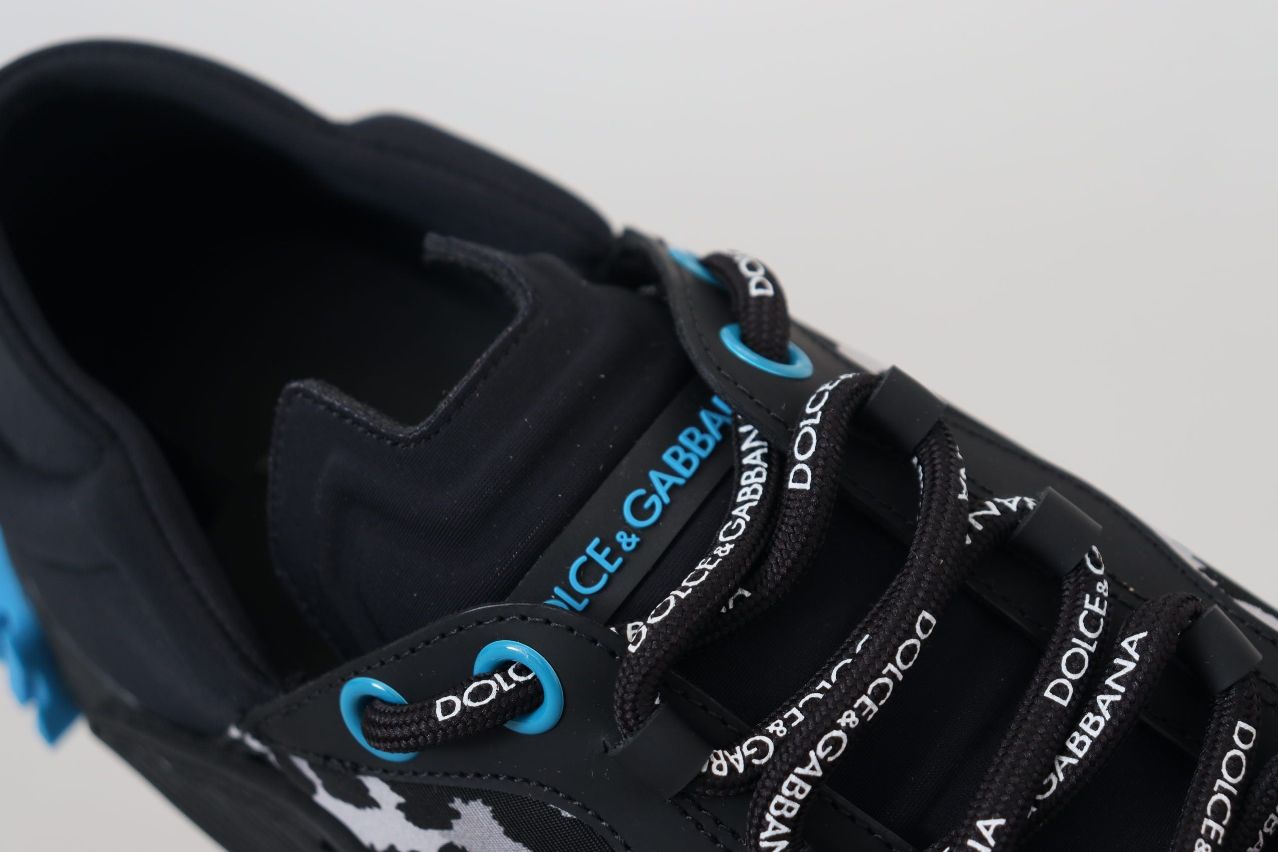 Dolce & Gabbana Black Blue Fabric Lace Up NS1 Sneakers - DEA STILOSA MILANO