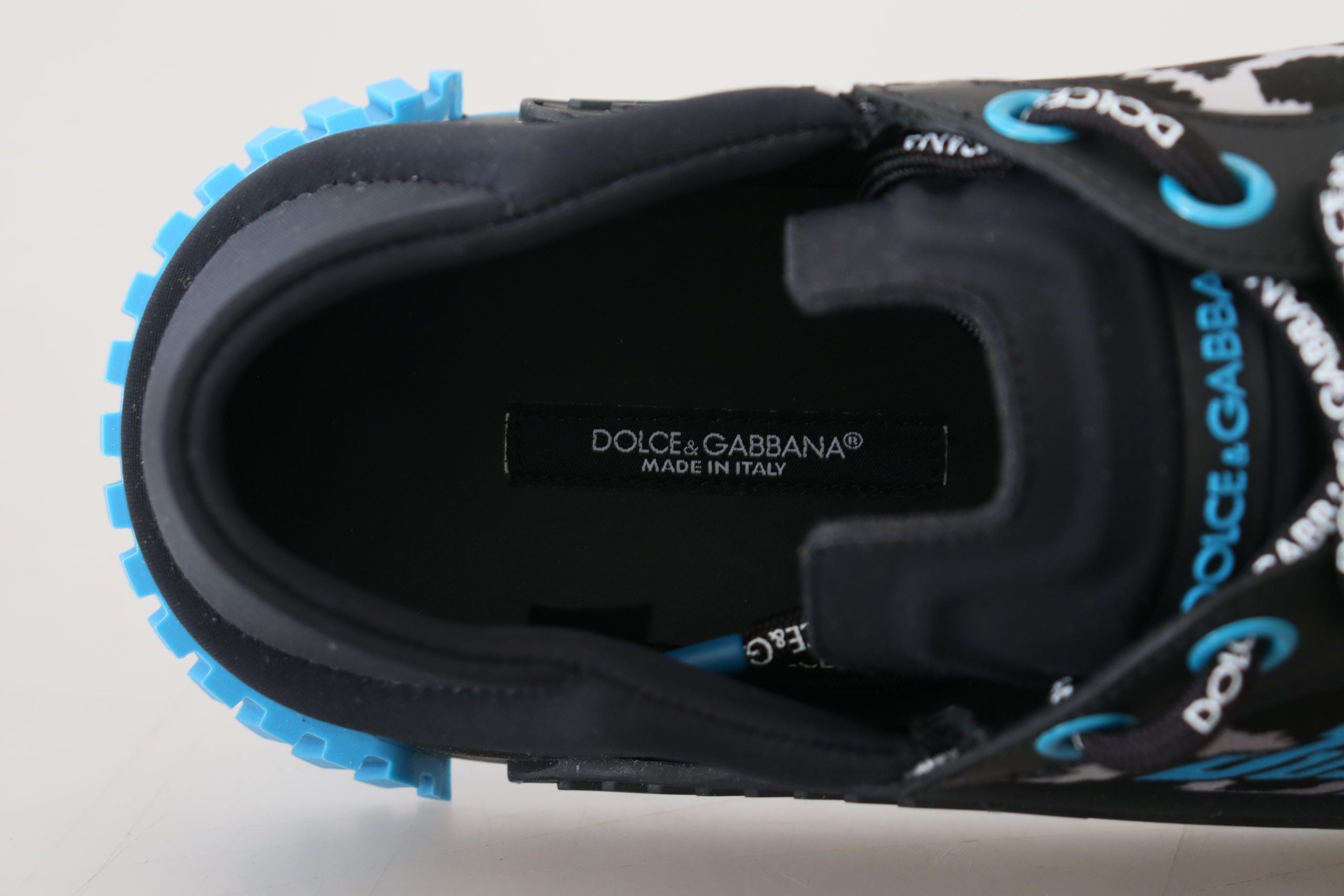 Dolce & Gabbana Black Blue Fabric Lace Up NS1 Sneakers - DEA STILOSA MILANO
