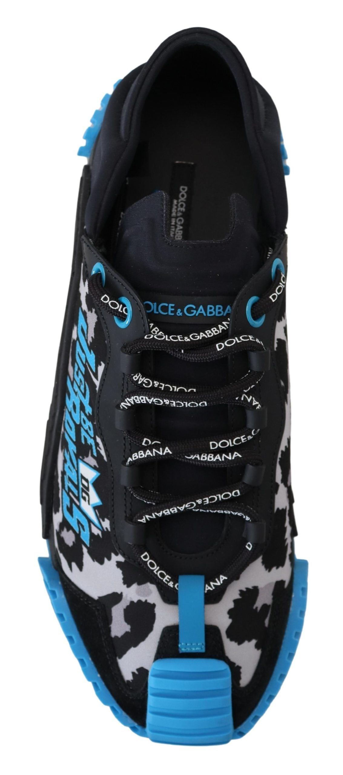 Dolce & Gabbana Black Blue Fabric Lace Up NS1 Sneakers - DEA STILOSA MILANO