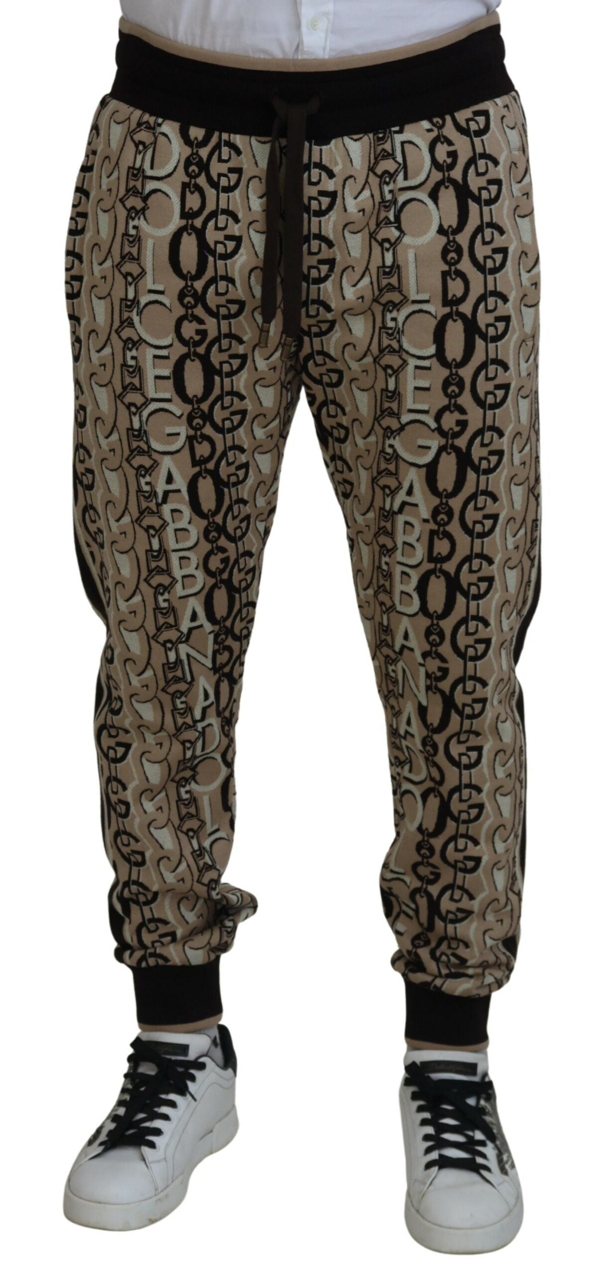 Dolce & Gabbana Beige Logo Print Cotton Jogger Pants - DEA STILOSA MILANO