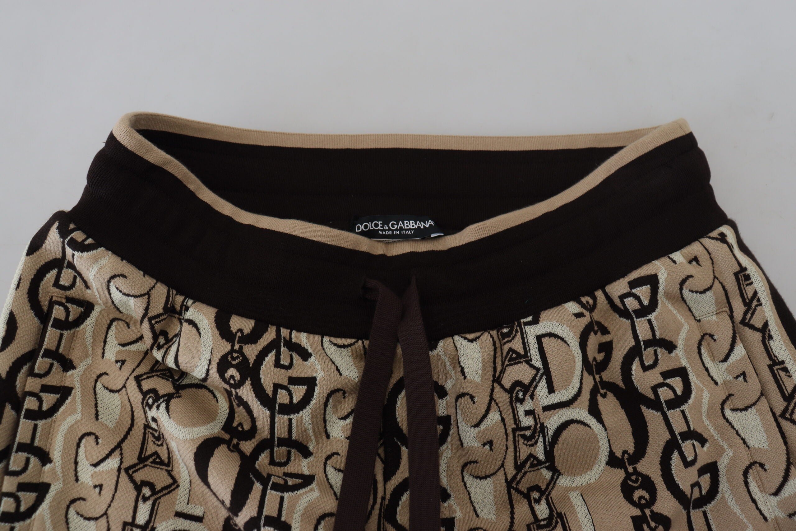 Dolce & Gabbana Beige Logo Print Cotton Jogger Pants - DEA STILOSA MILANO