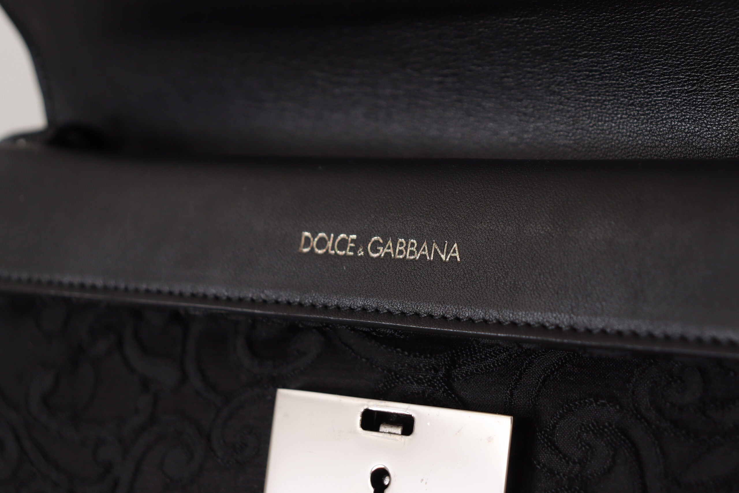 Dolce & Gabbana Black Jacquard Leather Document Briefcase Bag - DEA STILOSA MILANO