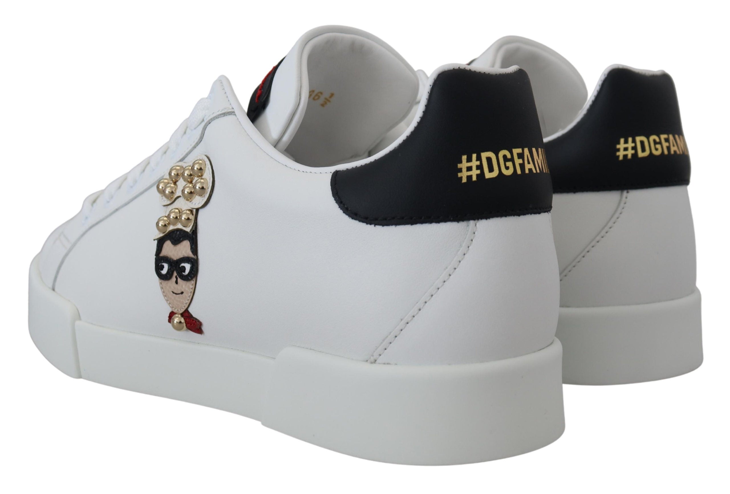 Dolce & Gabbana White Logo Patch Embellished Sneakers Shoes - DEA STILOSA MILANO