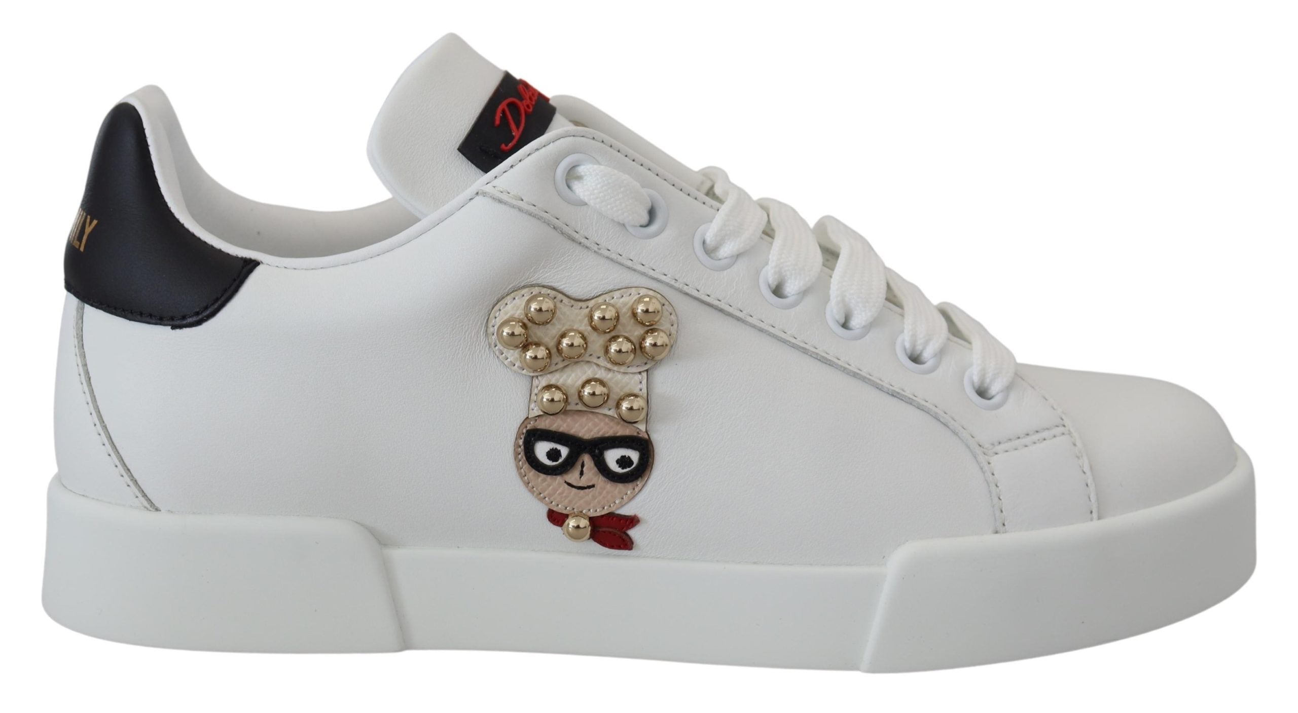 Dolce & Gabbana White Logo Patch Embellished Sneakers Shoes - DEA STILOSA MILANO