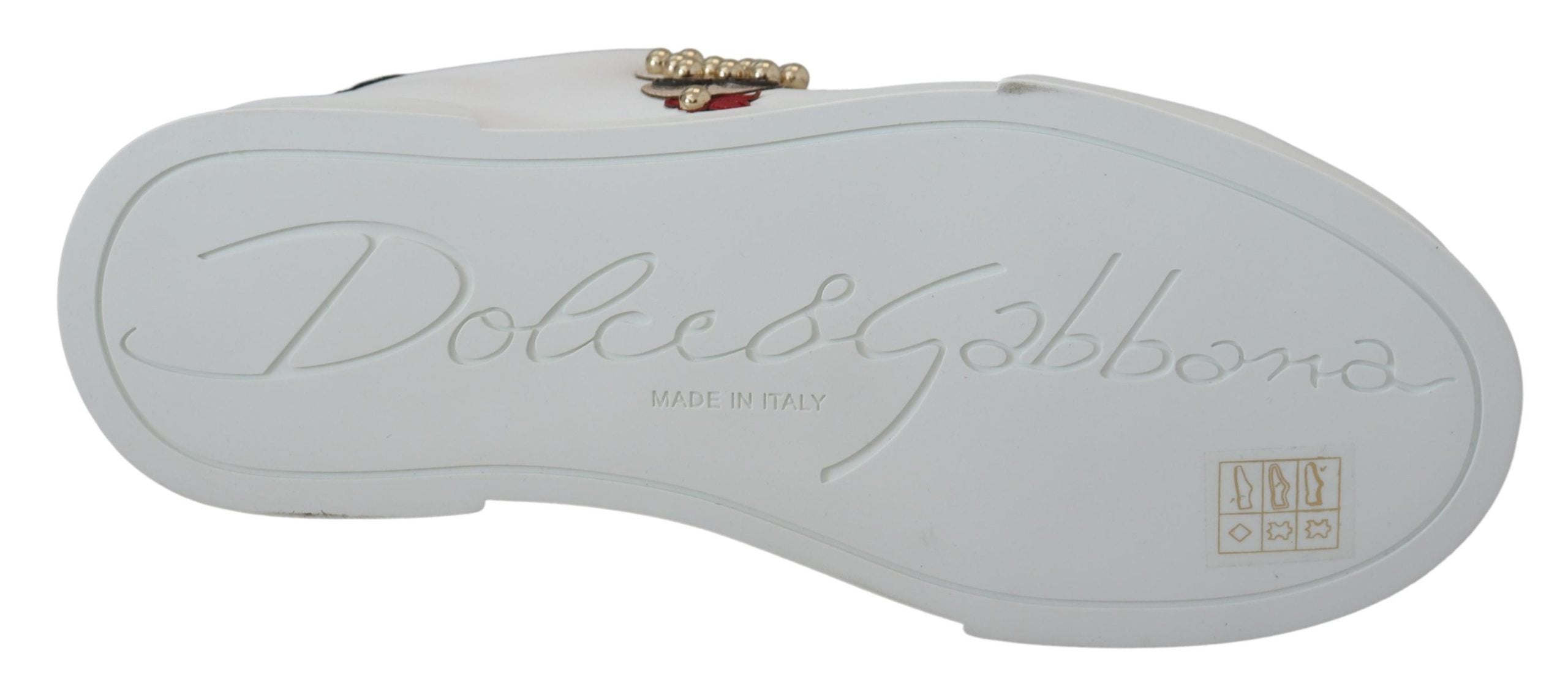 Dolce & Gabbana White Logo Patch Embellished Sneakers Shoes - DEA STILOSA MILANO