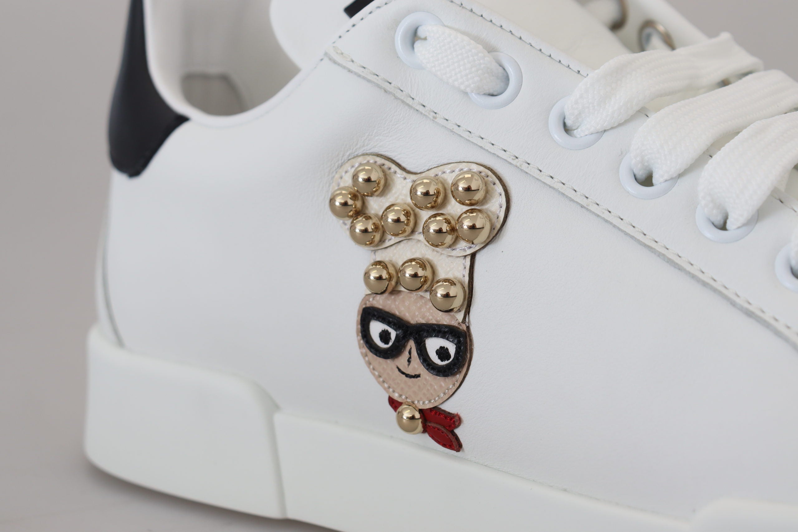 Dolce & Gabbana White Logo Patch Embellished Sneakers Shoes - DEA STILOSA MILANO