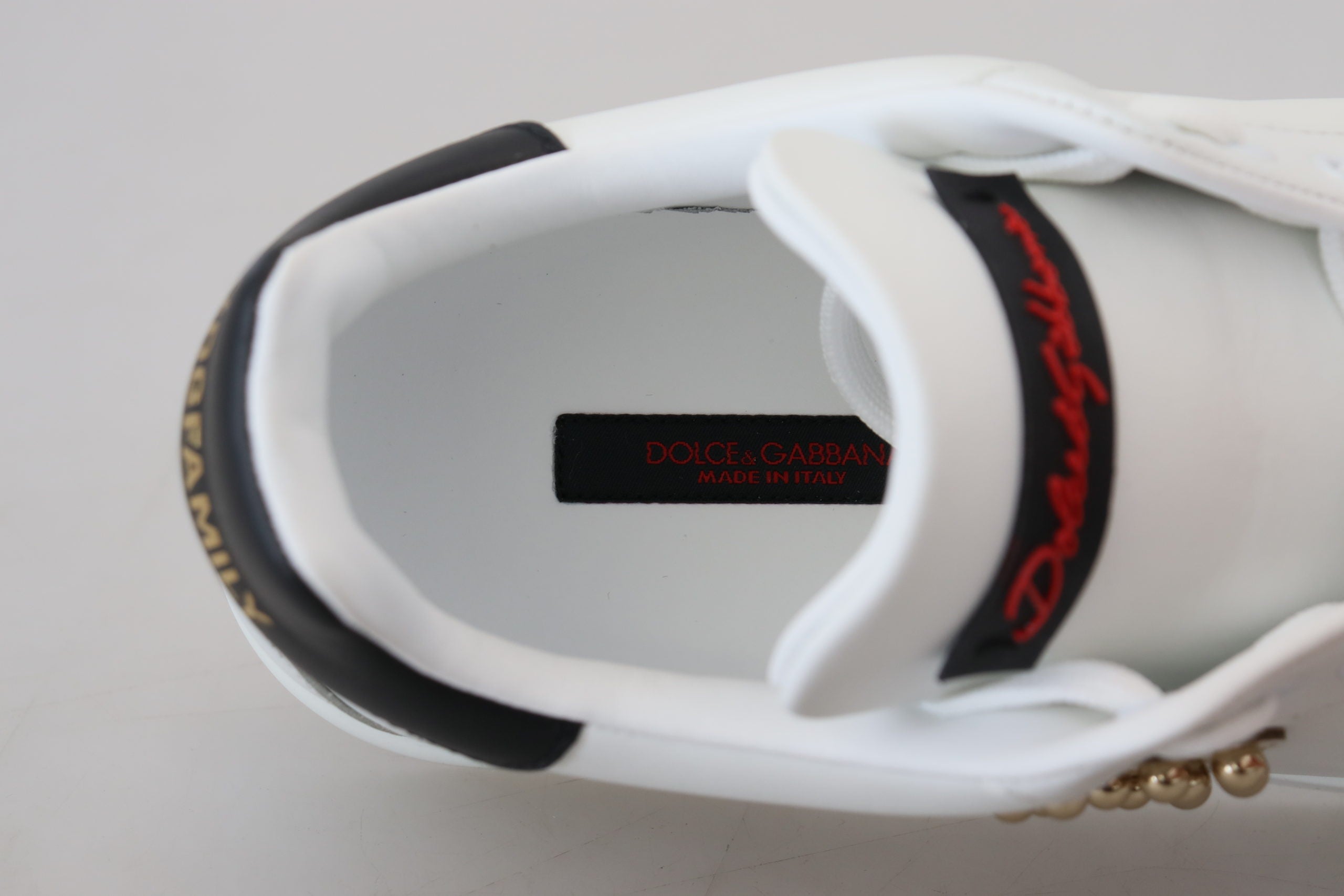 Dolce & Gabbana White Logo Patch Embellished Sneakers Shoes - DEA STILOSA MILANO