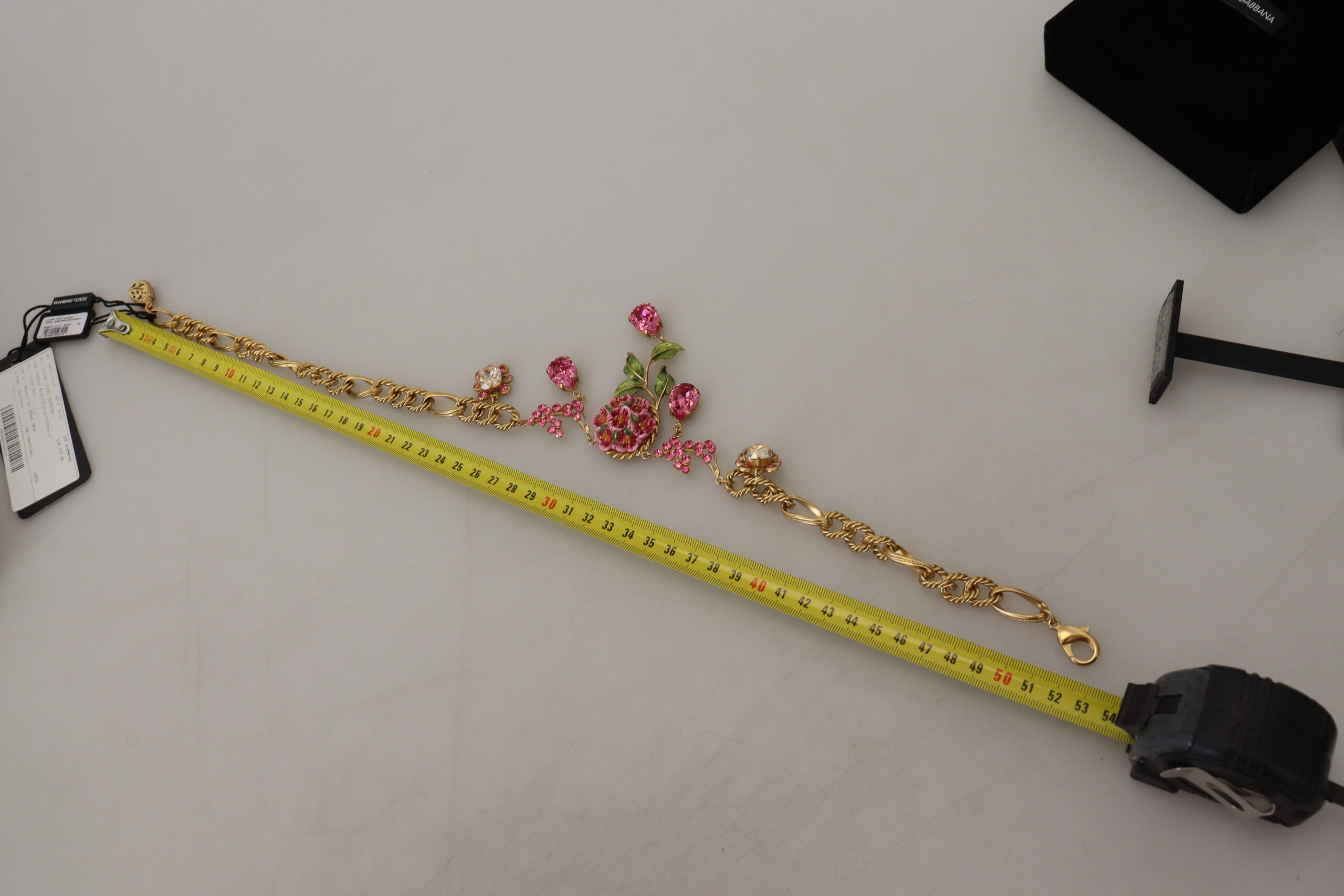 Dolce & Gabbana Gold Brass Chain Crystal Floral Roses Jewelry Necklace - DEA STILOSA MILANO