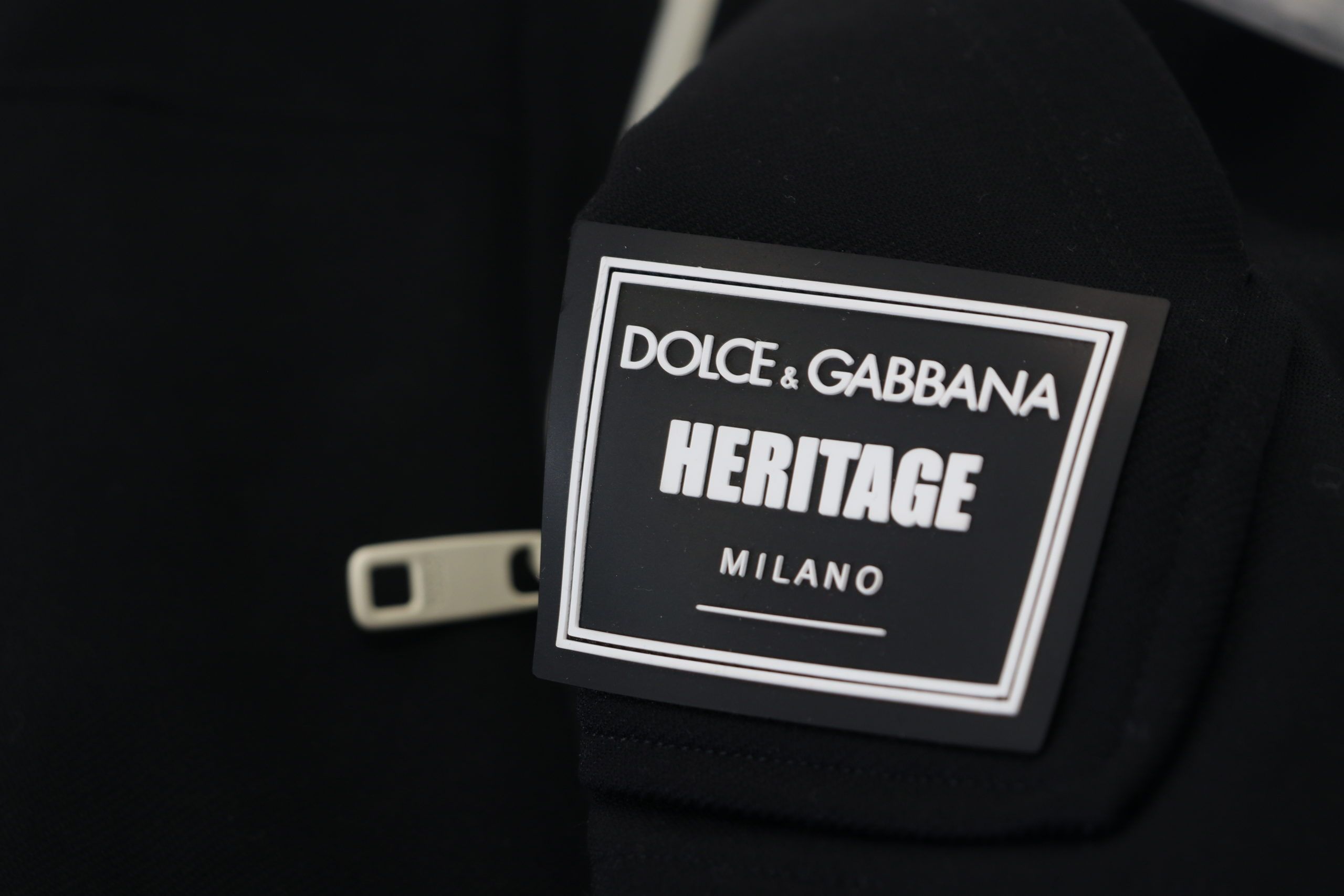 Dolce & Gabbana Black Nylon Full Zip Cardigan Logo Sweater - DEA STILOSA MILANO
