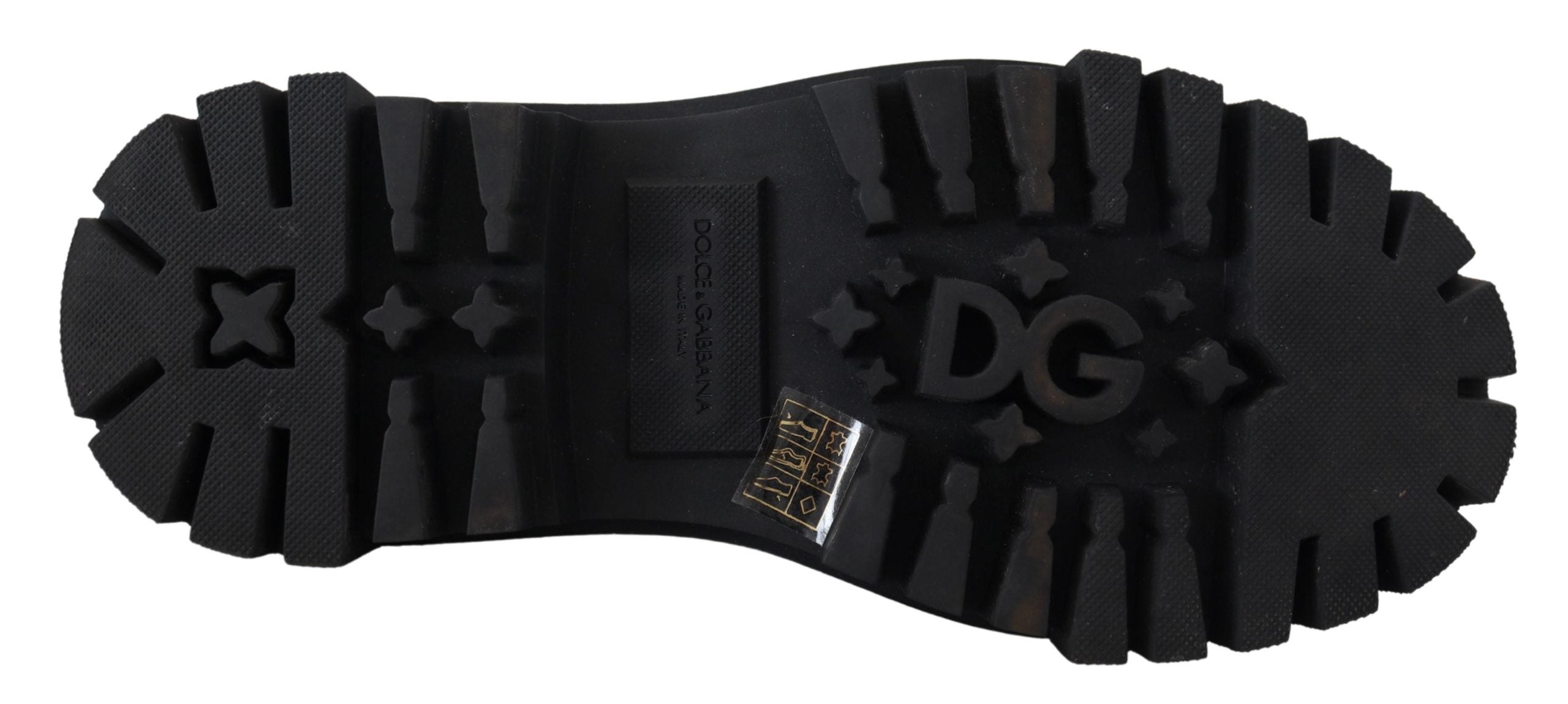 Dolce & Gabbana Black Leather Trekking Derby Embellished Shoes - DEA STILOSA MILANO