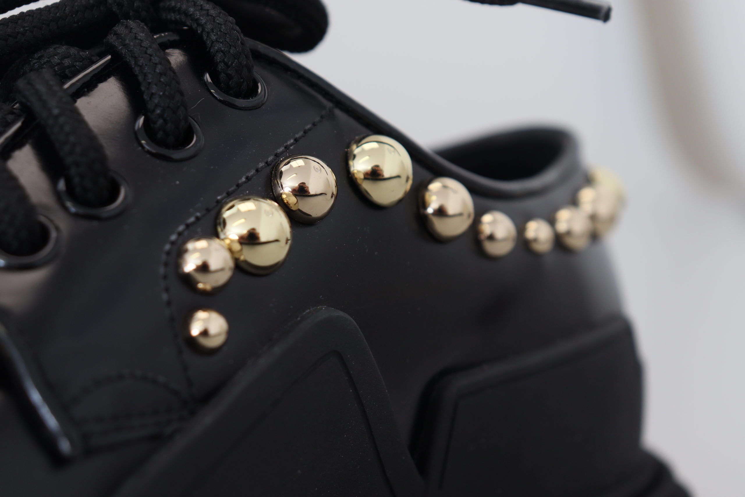 Dolce & Gabbana Black Leather Trekking Derby Embellished Shoes - DEA STILOSA MILANO