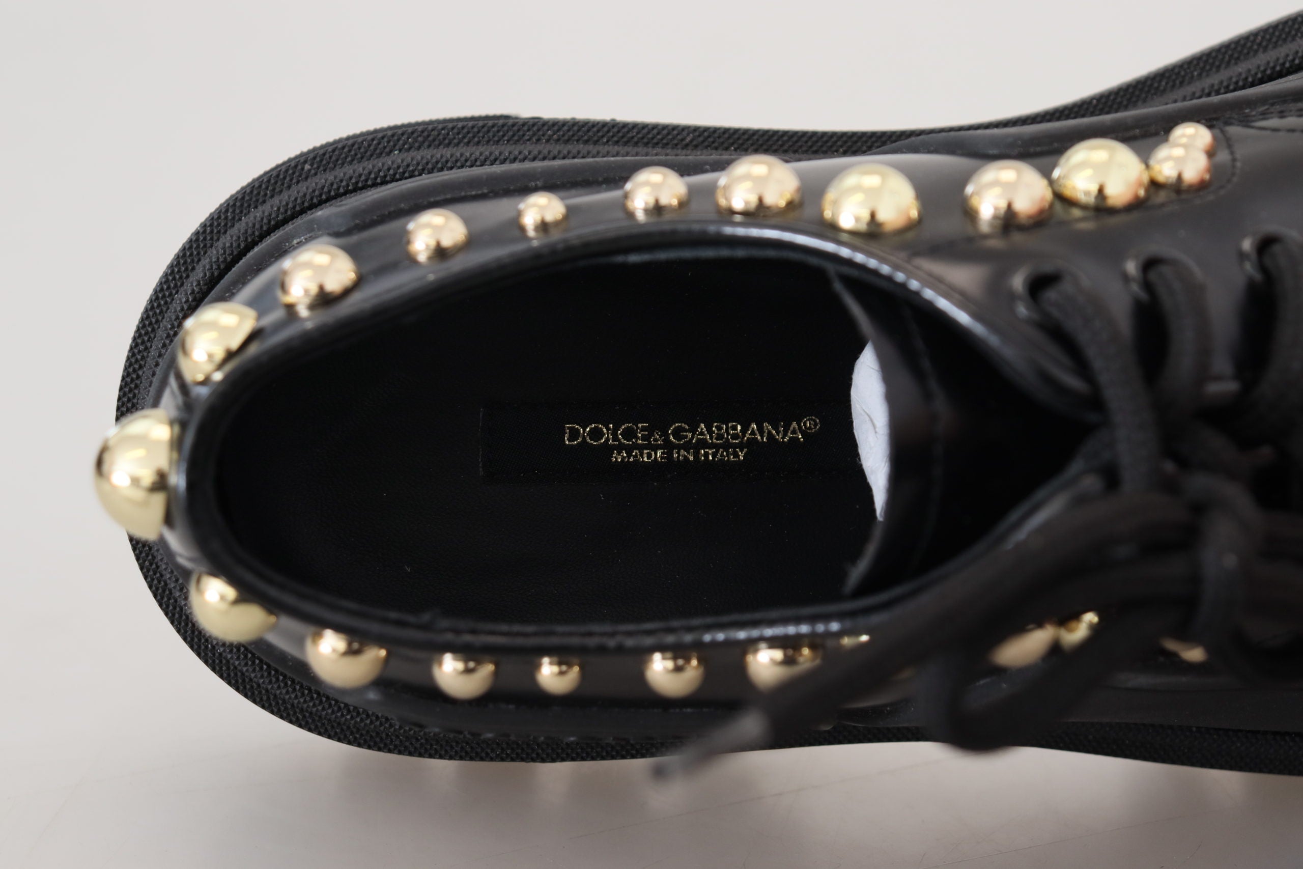 Dolce & Gabbana Black Leather Trekking Derby Embellished Shoes - DEA STILOSA MILANO