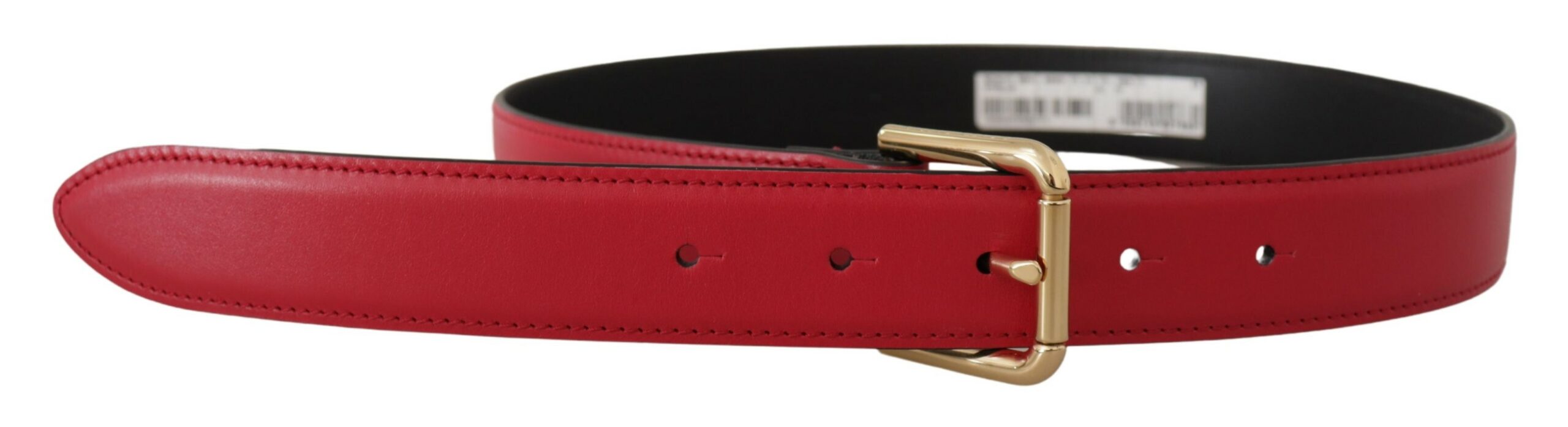 Dolce & Gabbana Red Calf Leather Gold Tone Logo Metal Buckle Belt - DEA STILOSA MILANO