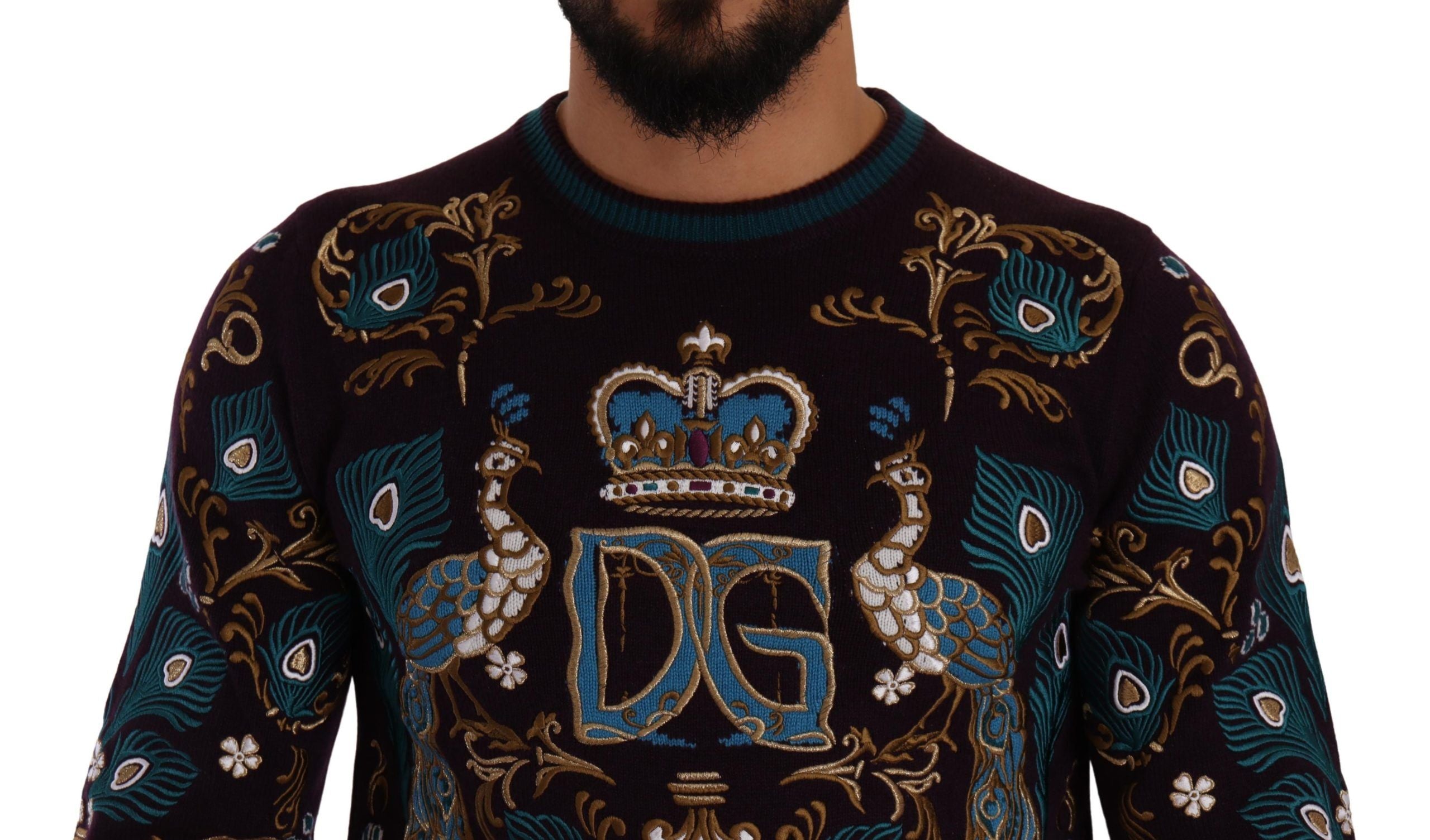 Dolce & Gabbana Bordeaux Cashmere DG Crown Embroidered Sweater - DEA STILOSA MILANO
