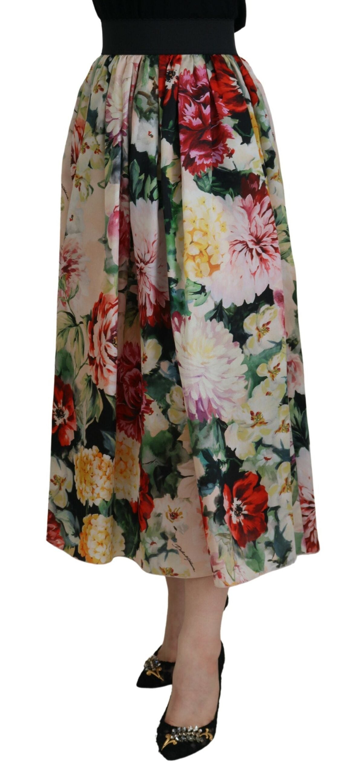 Dolce & Gabbana Multicolor Floral Silk High Waist Aline Skirt - DEA STILOSA MILANO