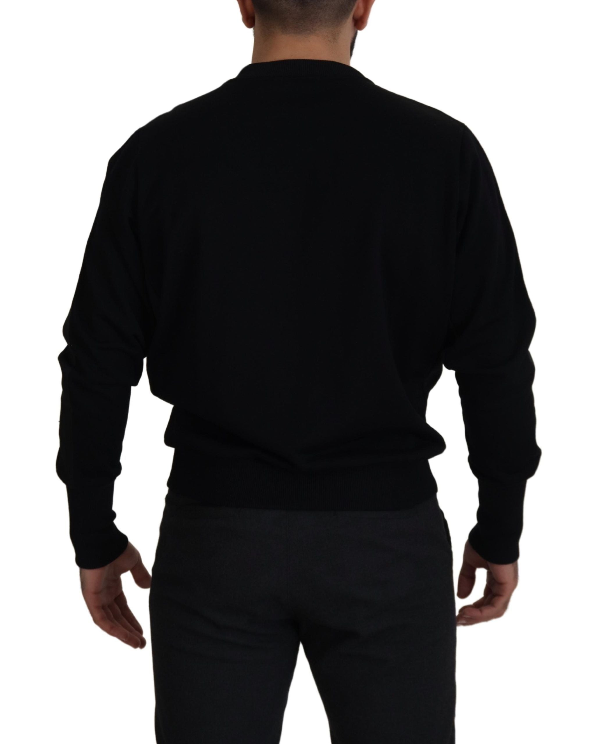 Dolce & Gabbana Black Cotton Crewneck Sweatshirt Sweater - DEA STILOSA MILANO
