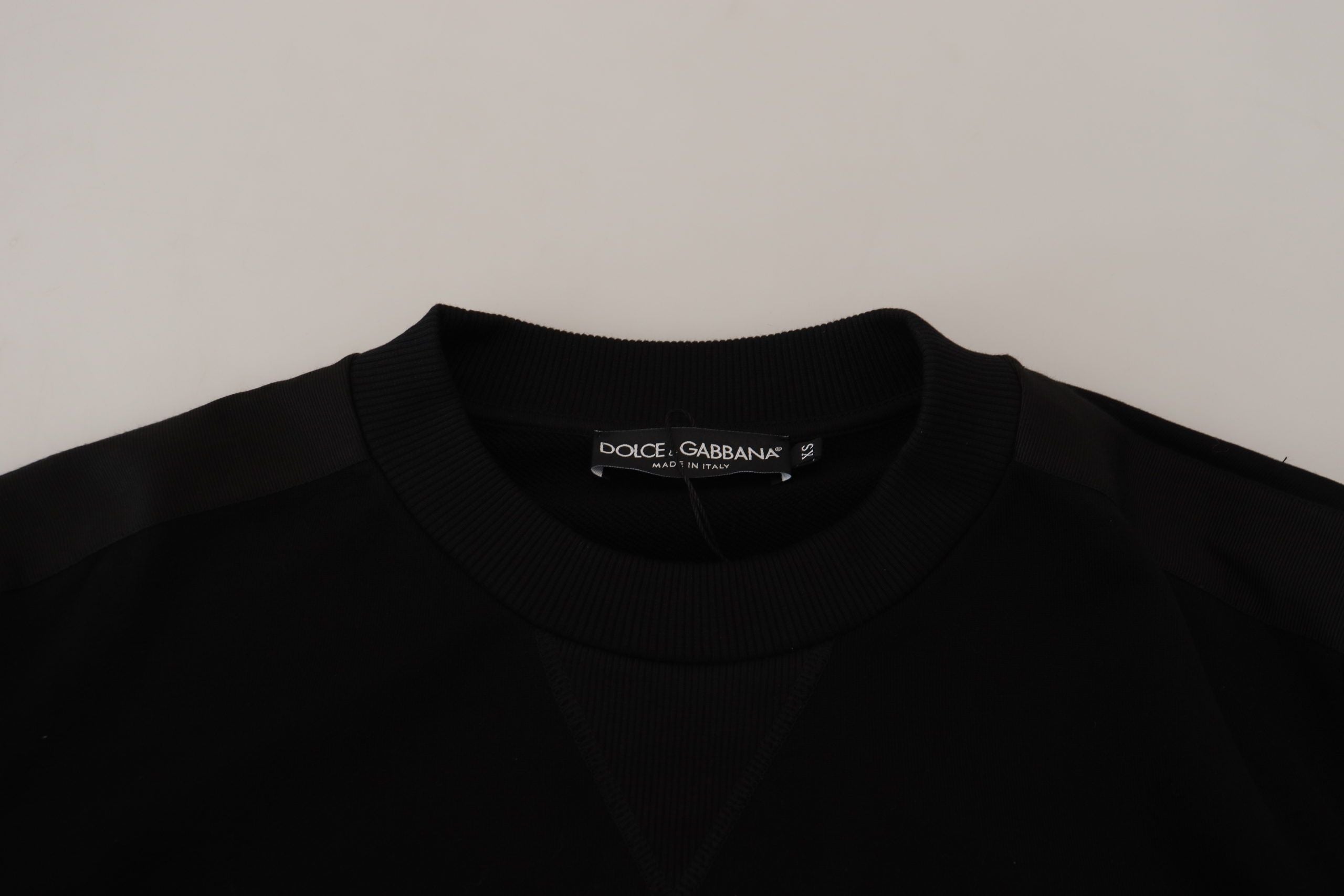 Dolce & Gabbana Black Cotton Crewneck Sweatshirt Sweater - DEA STILOSA MILANO