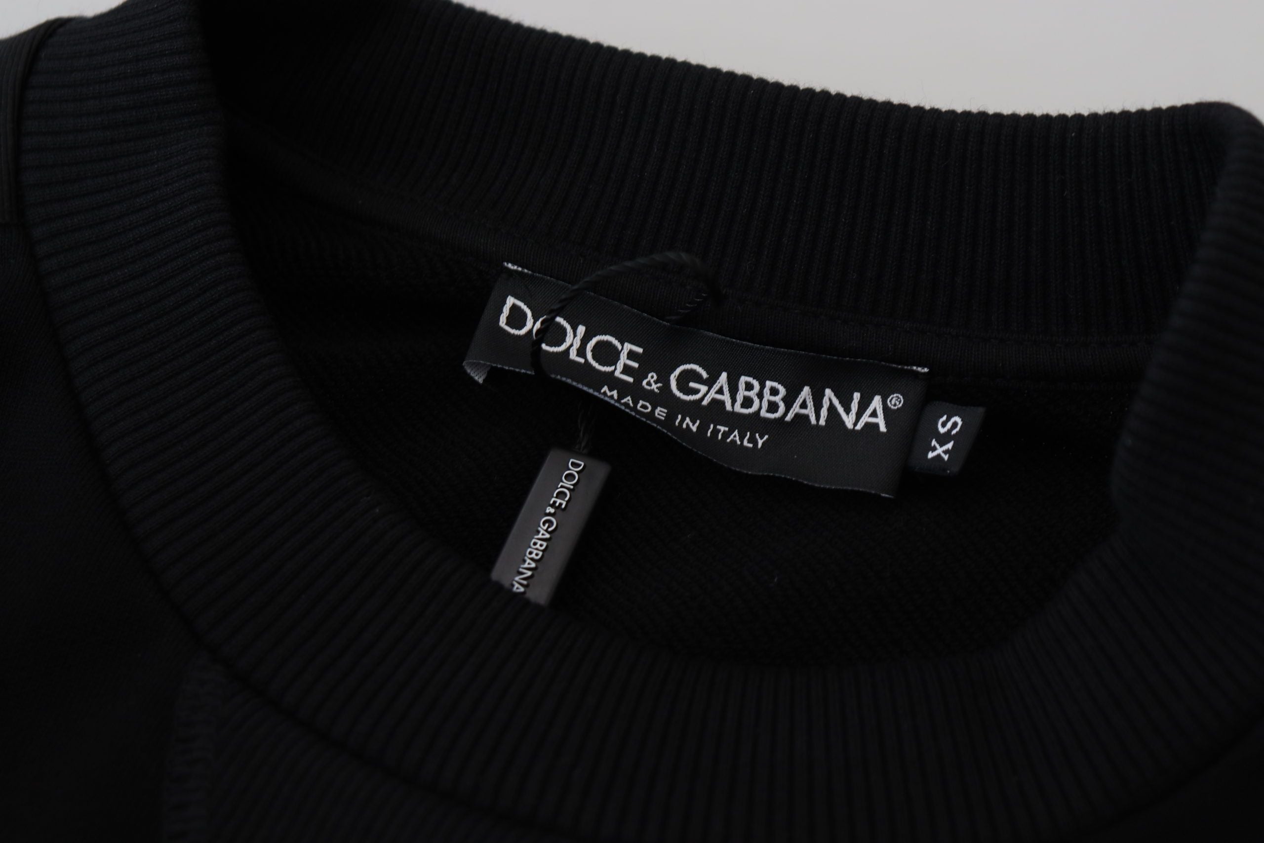 Dolce & Gabbana Black Cotton Crewneck Sweatshirt Sweater - DEA STILOSA MILANO