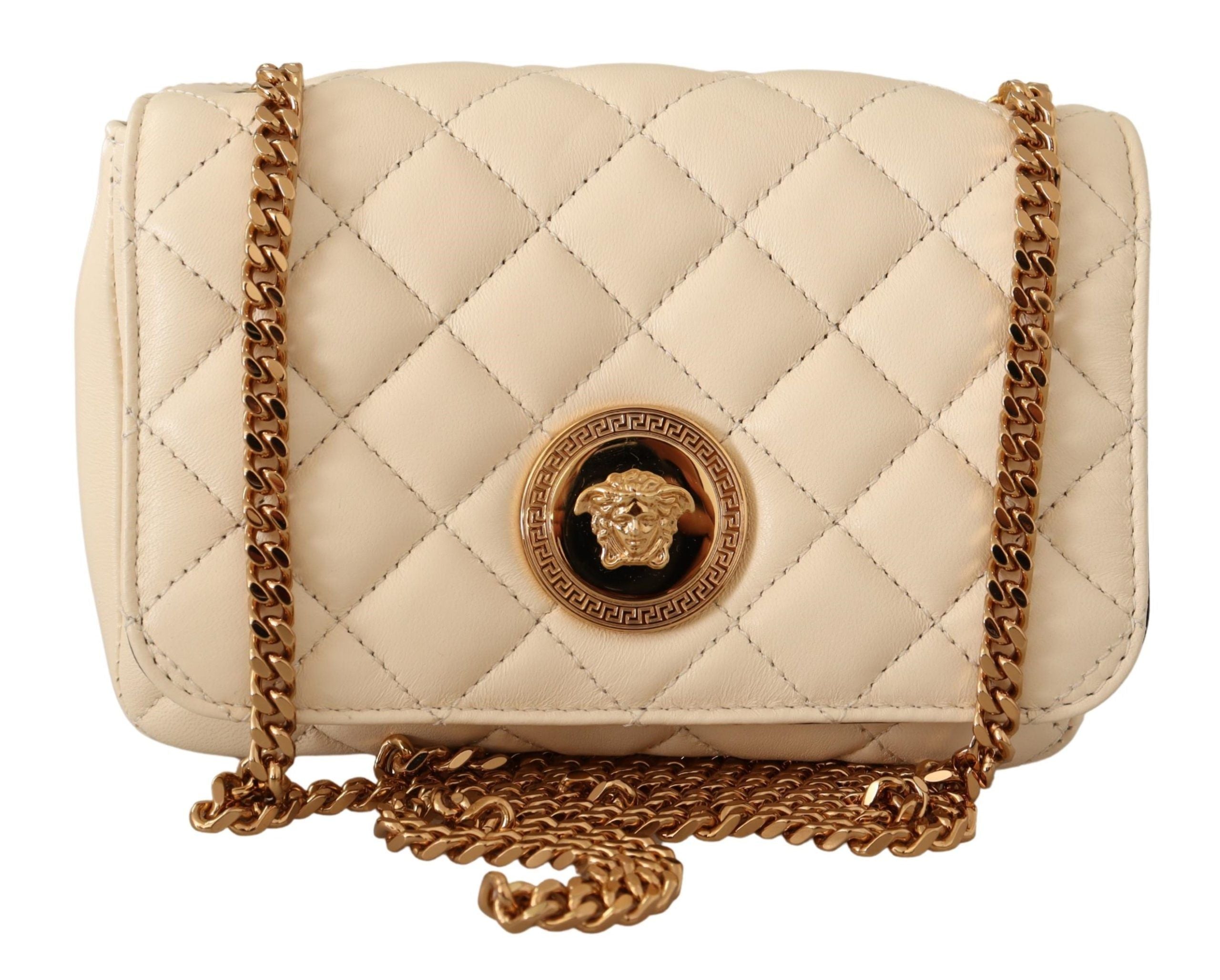 Versace White Nappa Leather Medusa Small Crossbody Bag - DEA STILOSA MILANO