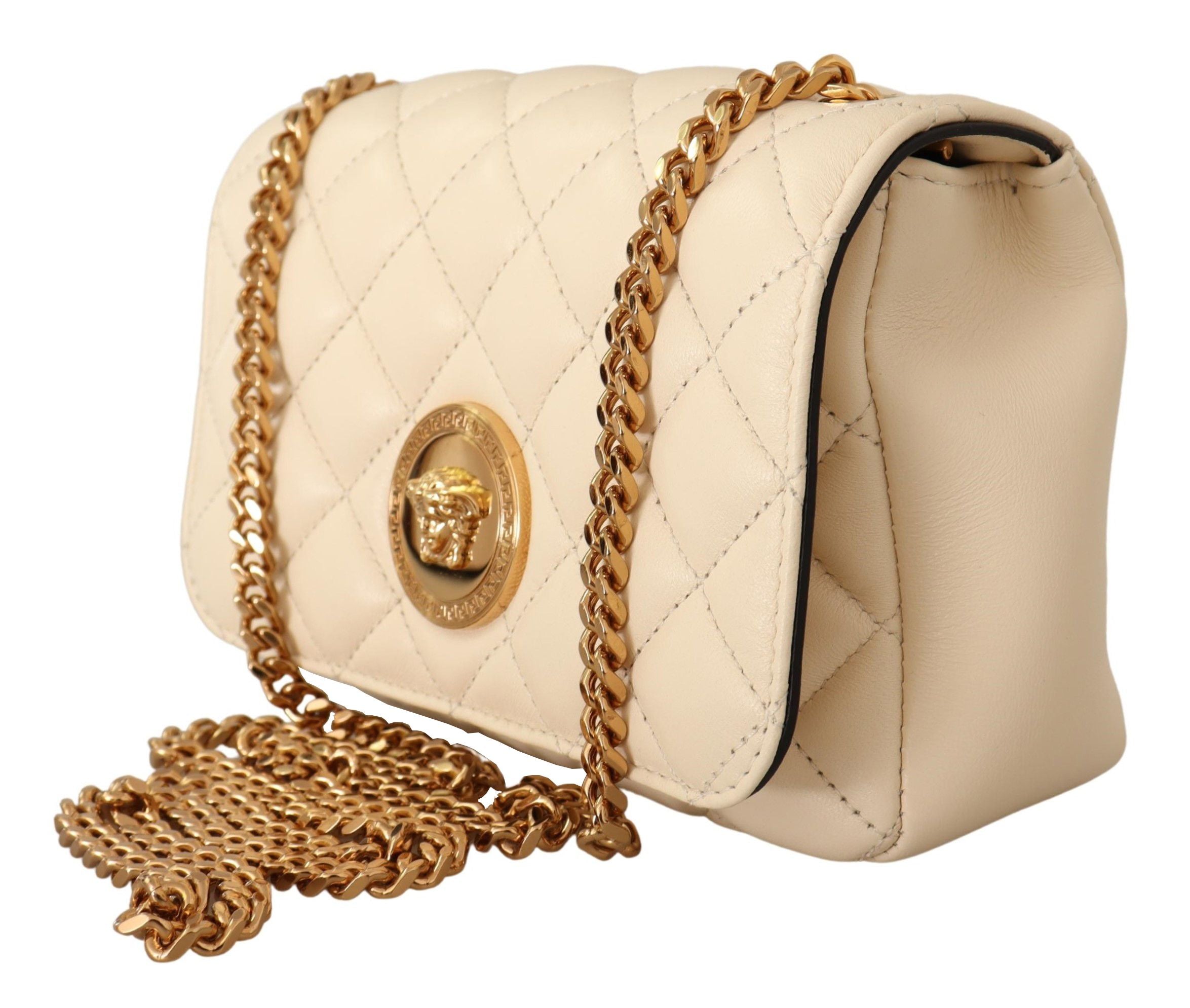 Versace White Nappa Leather Medusa Small Crossbody Bag - DEA STILOSA MILANO