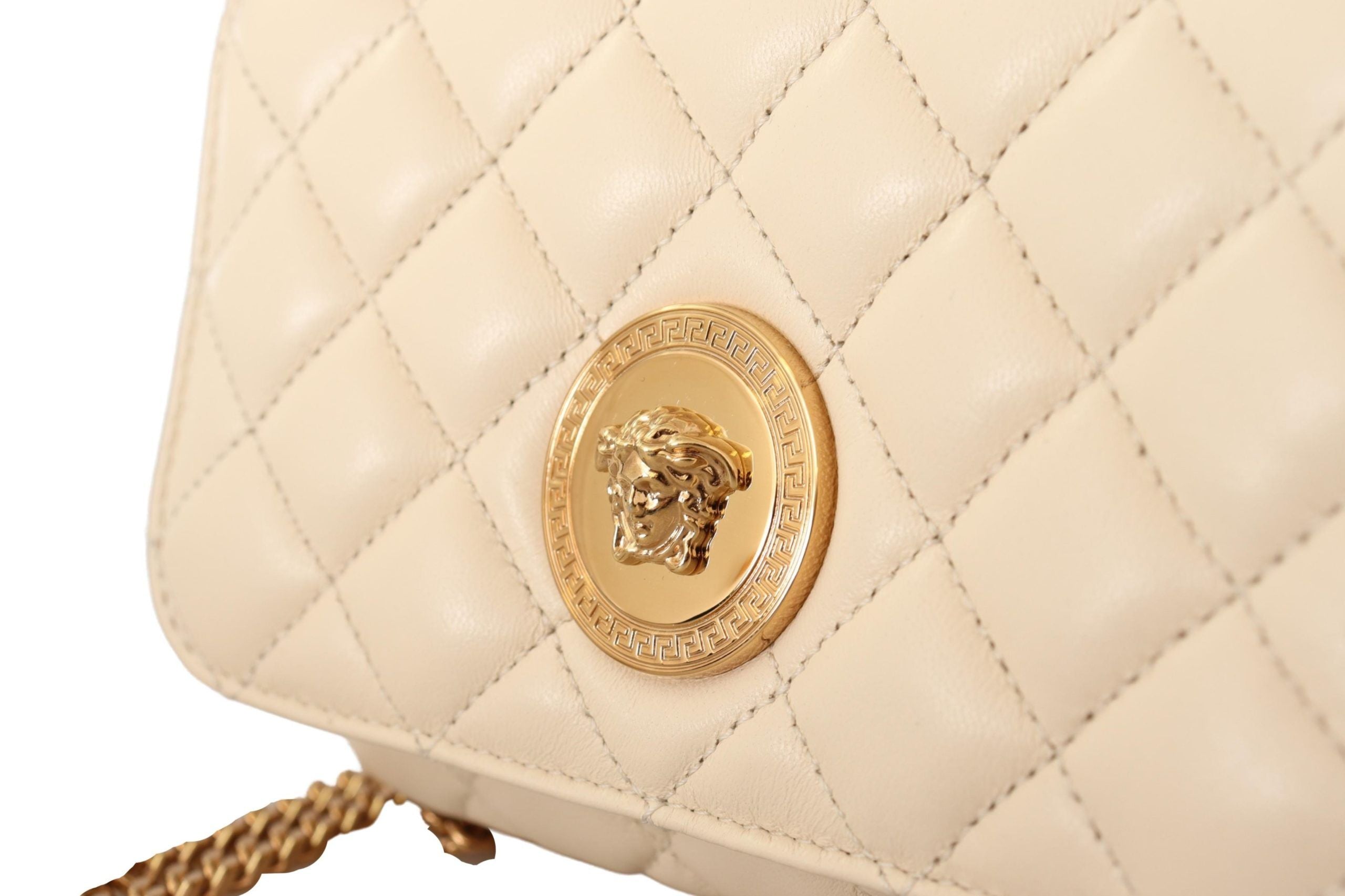 Versace White Nappa Leather Medusa Small Crossbody Bag - DEA STILOSA MILANO