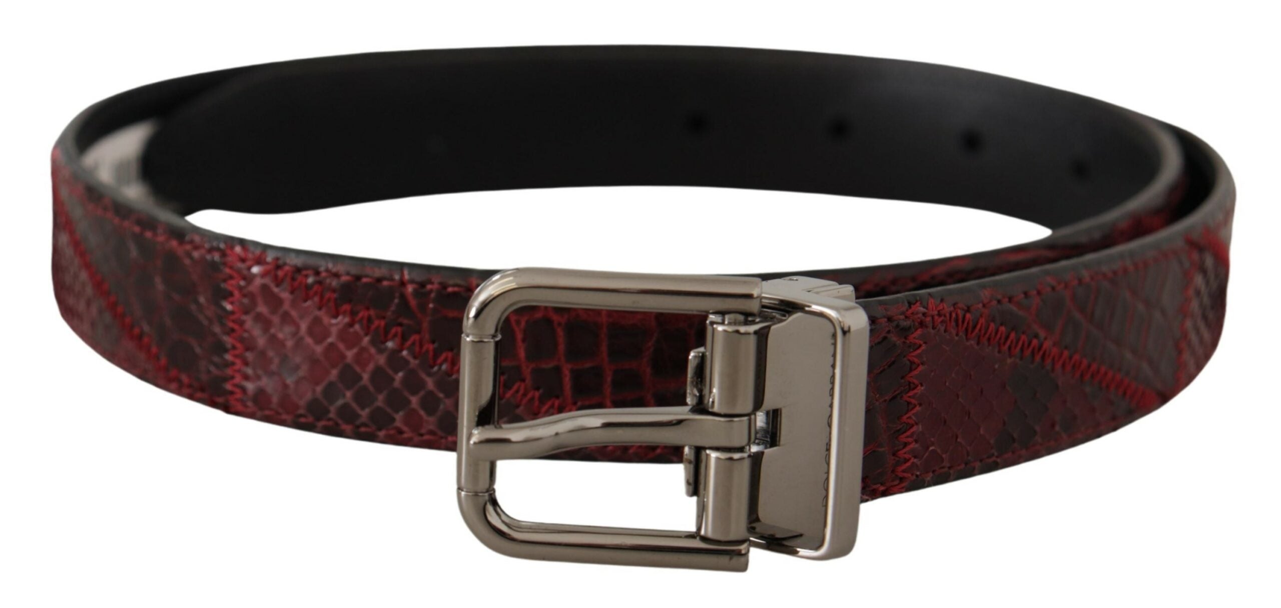 Dolce & Gabbana Red Exotic Leather Metal Logo Buckle Belt - DEA STILOSA MILANO