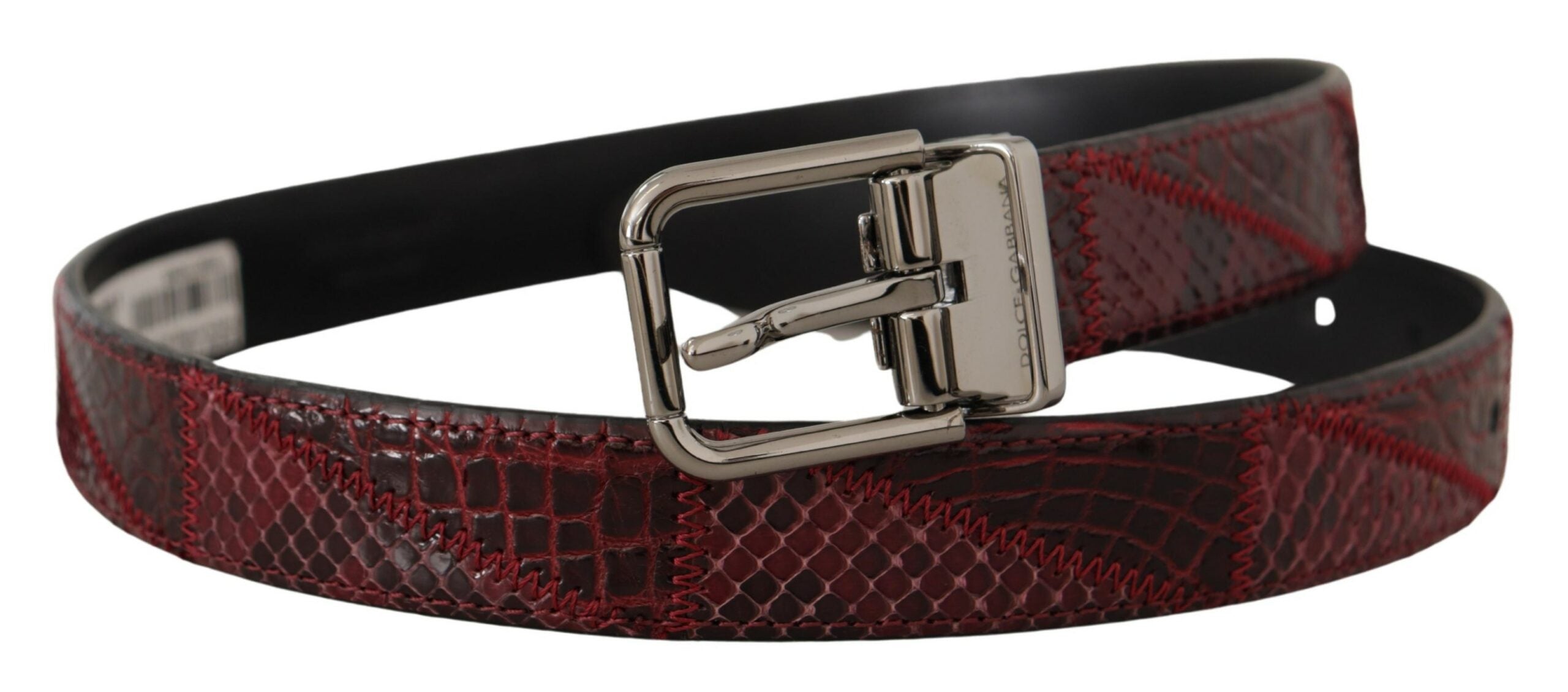 Dolce & Gabbana Red Exotic Leather Metal Logo Buckle Belt - DEA STILOSA MILANO