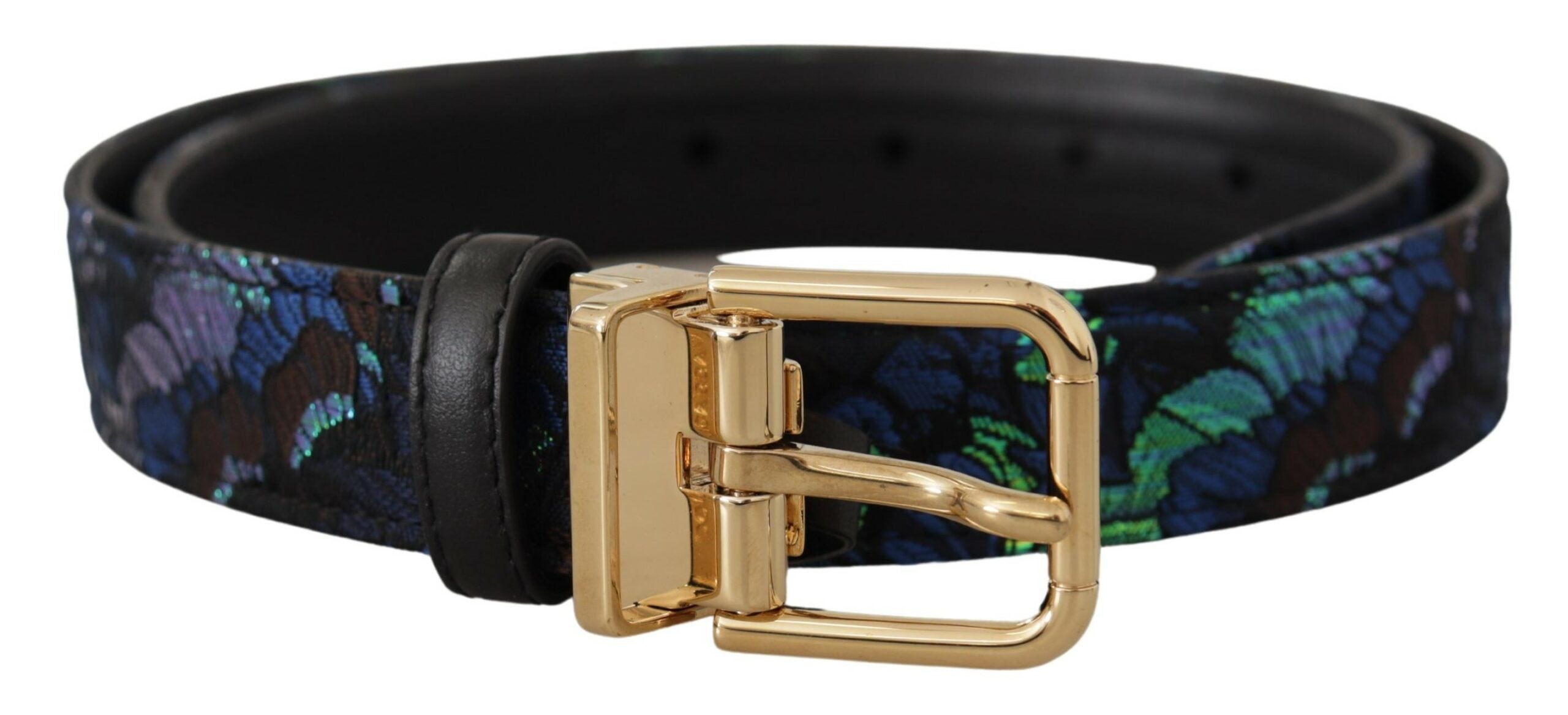 Dolce & Gabbana Multicolor Floral Jacquard Gold Metal Buckle Belt - DEA STILOSA MILANO