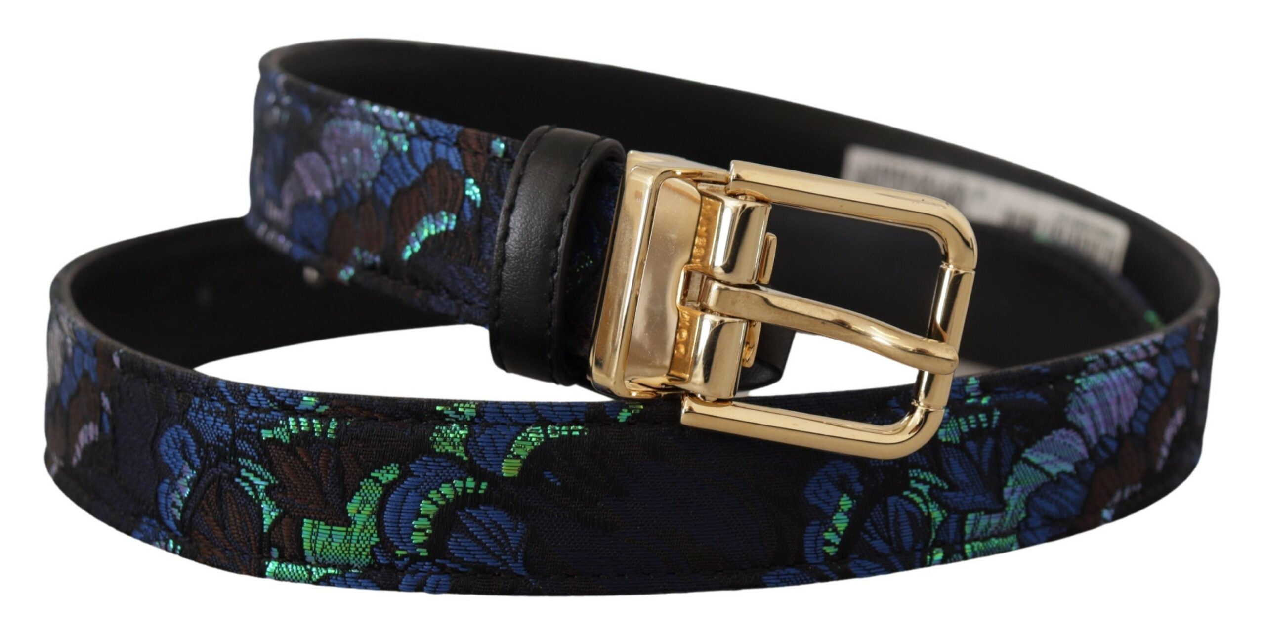 Dolce & Gabbana Multicolor Floral Jacquard Gold Metal Buckle Belt - DEA STILOSA MILANO