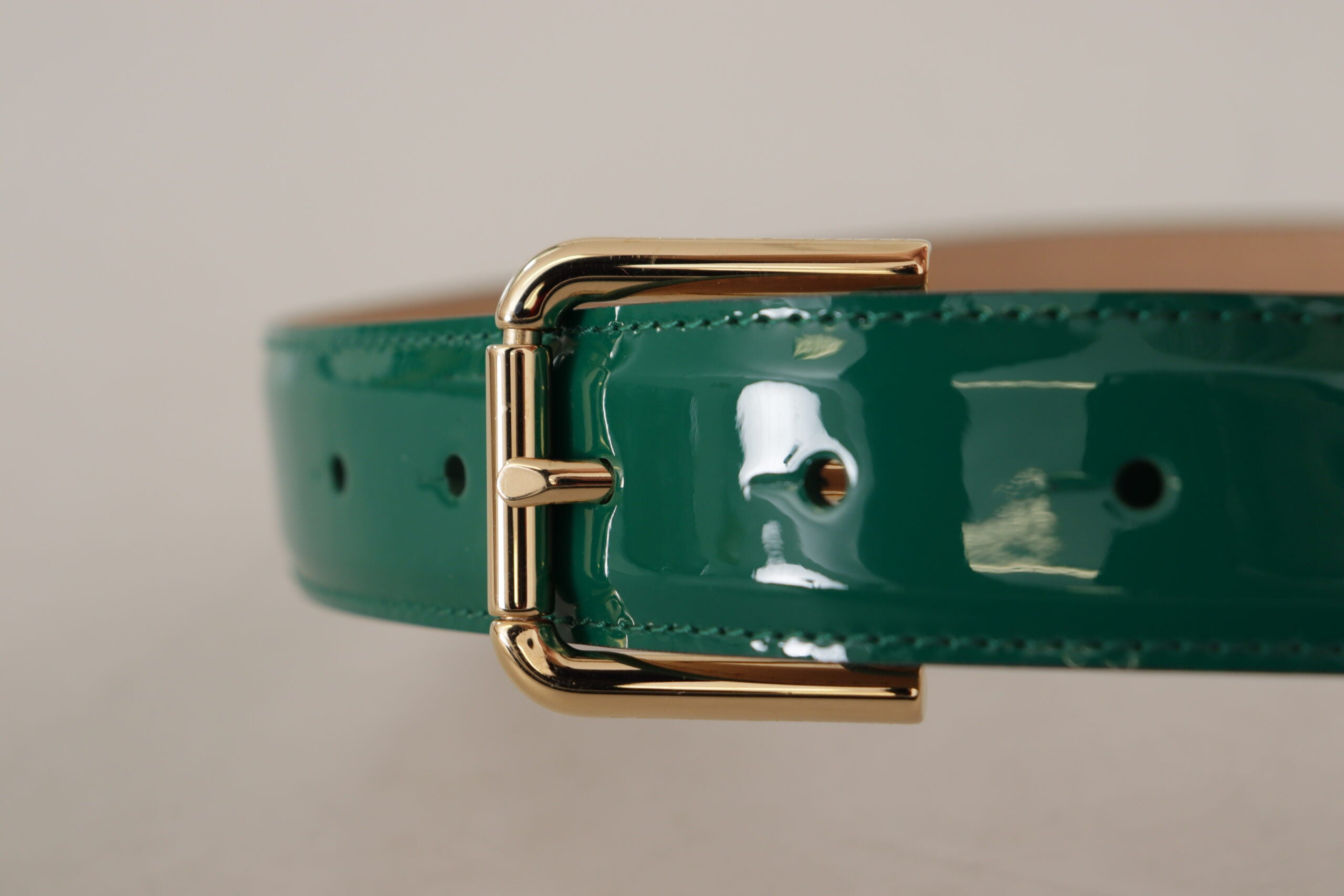 Dolce & Gabbana Green Patent Leather Logo Engraved Buckle Belt - DEA STILOSA MILANO