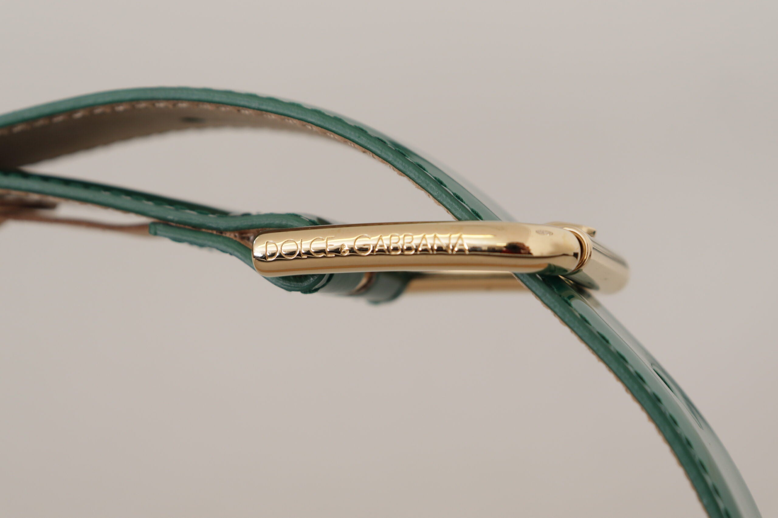 Dolce & Gabbana Green Patent Leather Logo Engraved Buckle Belt - DEA STILOSA MILANO