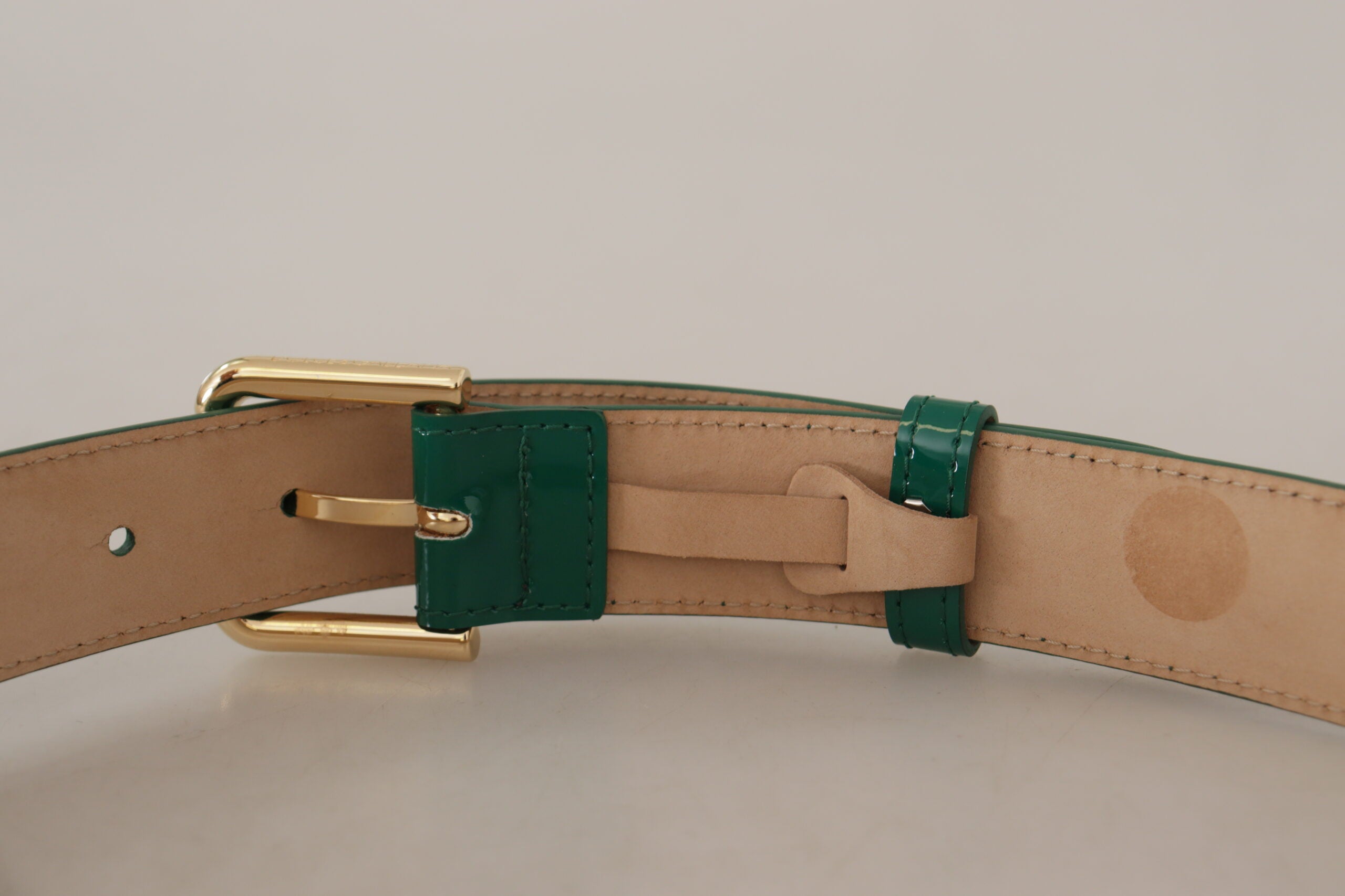 Dolce & Gabbana Green Patent Leather Logo Engraved Buckle Belt - DEA STILOSA MILANO