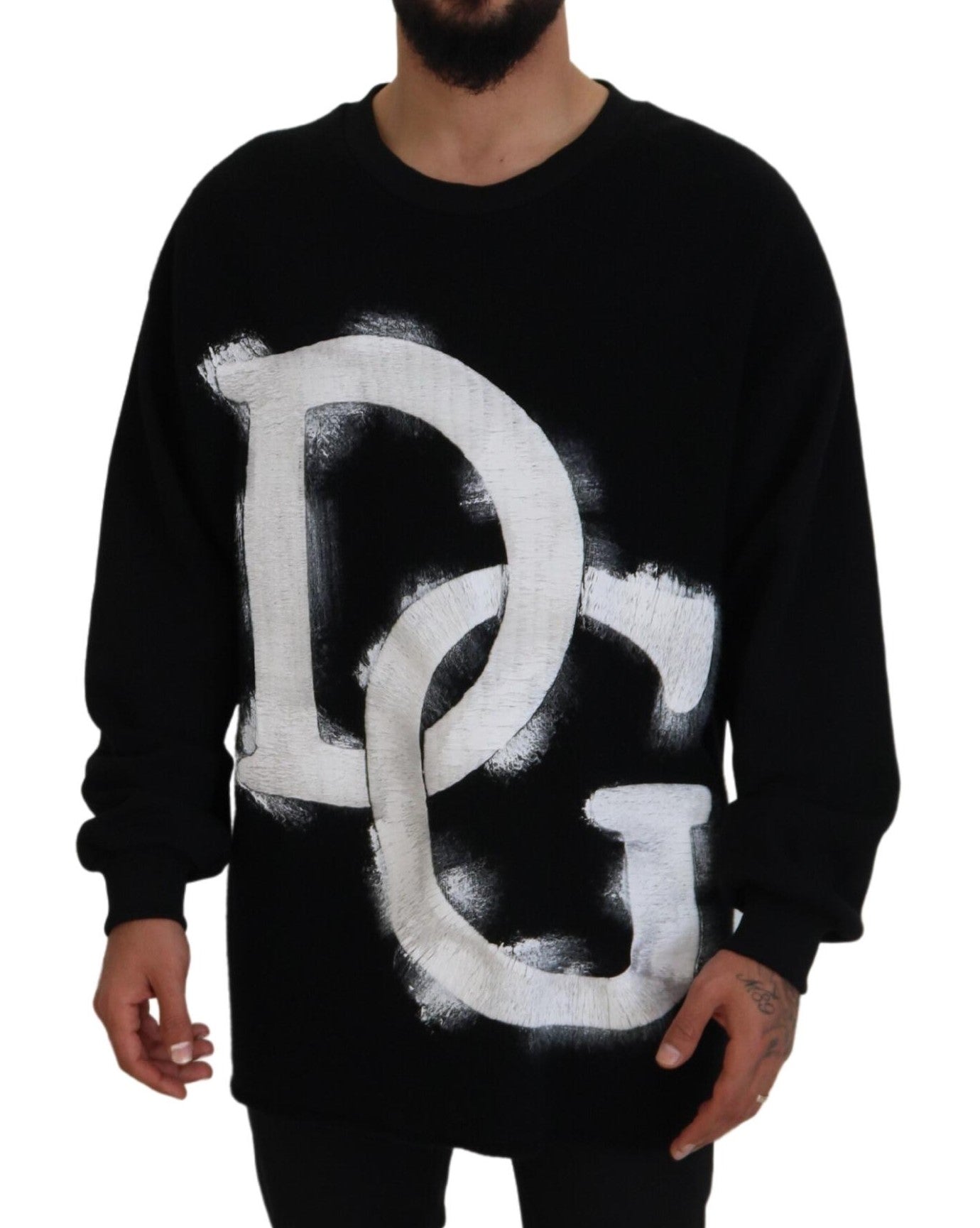 Dolce & Gabbana Black DG Logo Cotton Pullover Sweater - DEA STILOSA MILANO