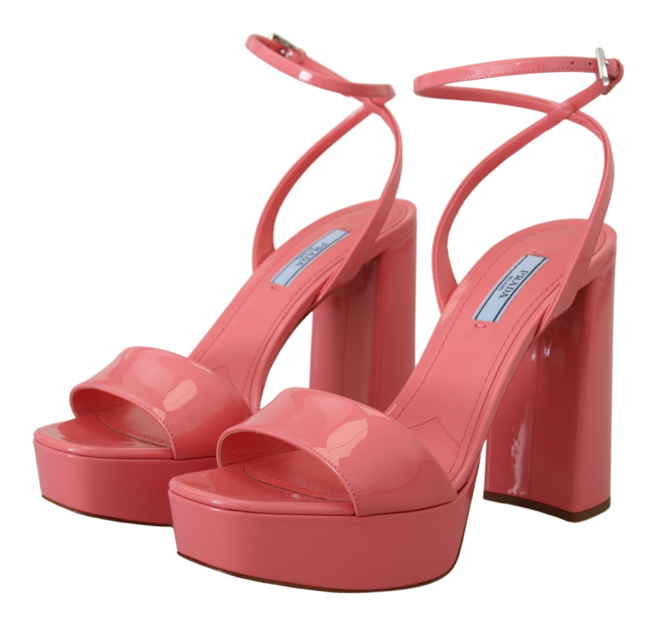 Prada Pink Patent Sandals Ankle Strap Heels Sandal - DEA STILOSA MILANO