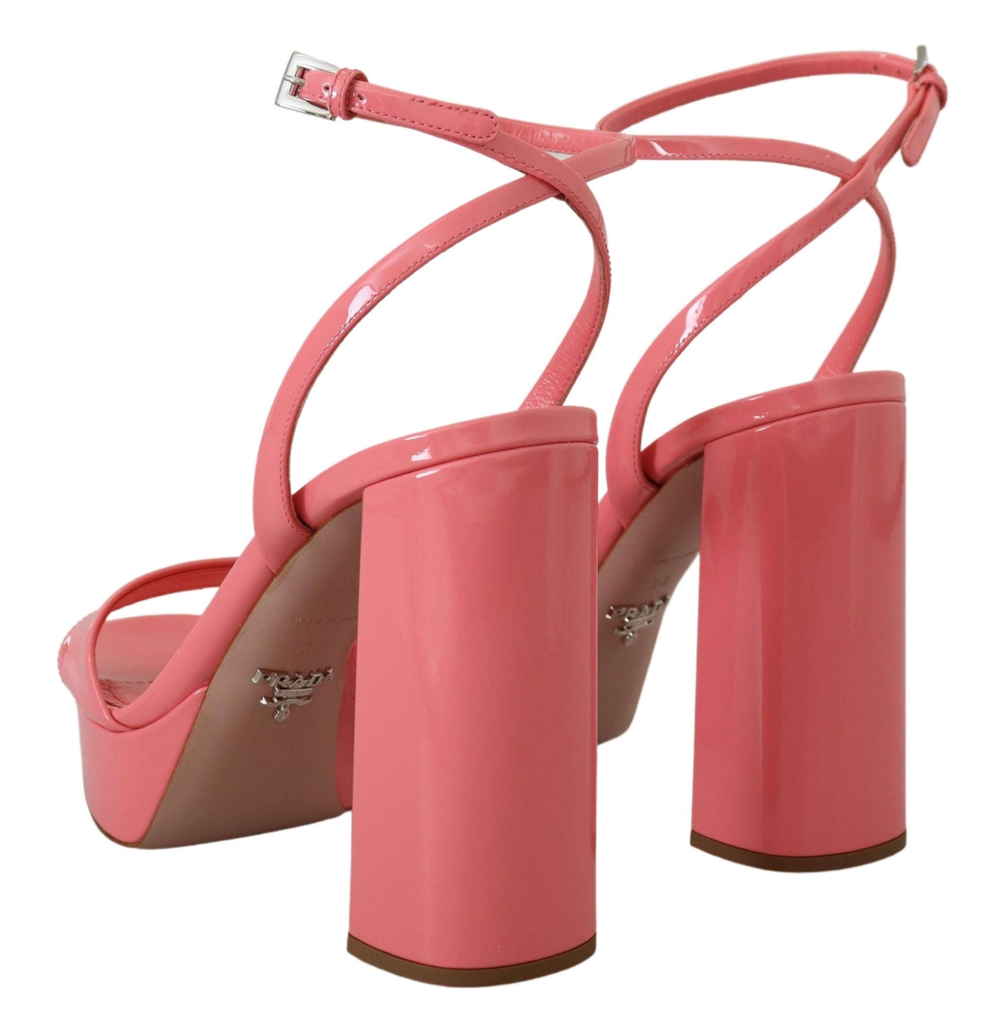 Prada Pink Patent Sandals Ankle Strap Heels Sandal - DEA STILOSA MILANO
