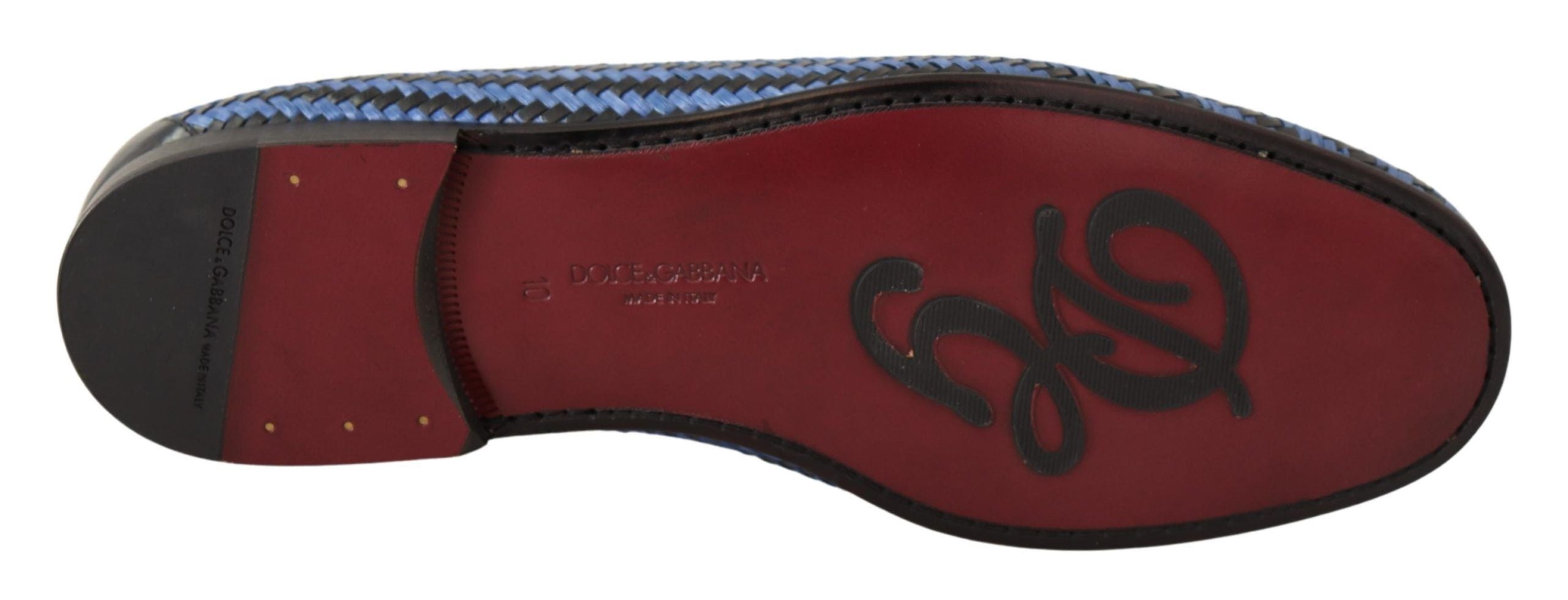 Dolce & Gabbana Blue Woven Leather Tassel Loafers Shoes - DEA STILOSA MILANO