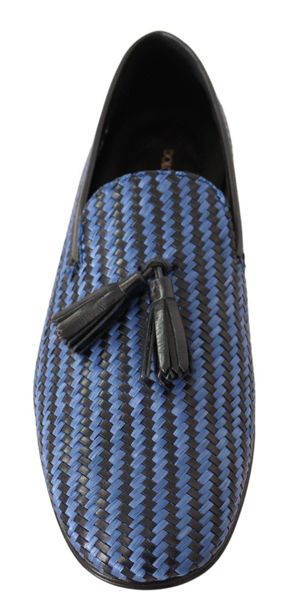 Dolce & Gabbana Blue Woven Leather Tassel Loafers Shoes - DEA STILOSA MILANO