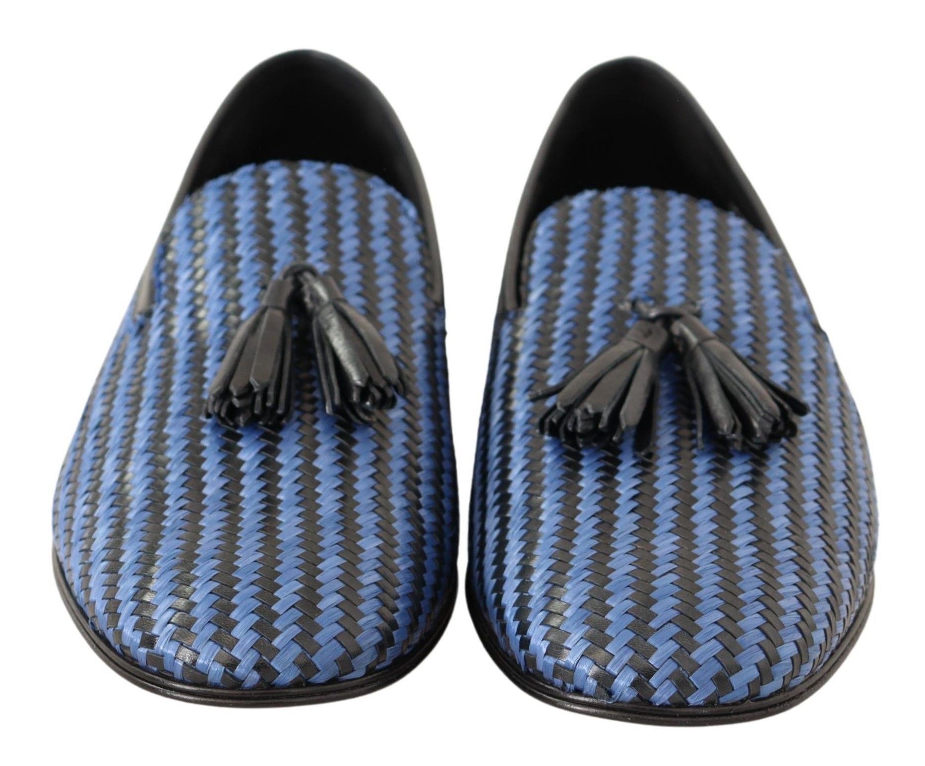 Dolce & Gabbana Blue Woven Leather Tassel Loafers Shoes - DEA STILOSA MILANO