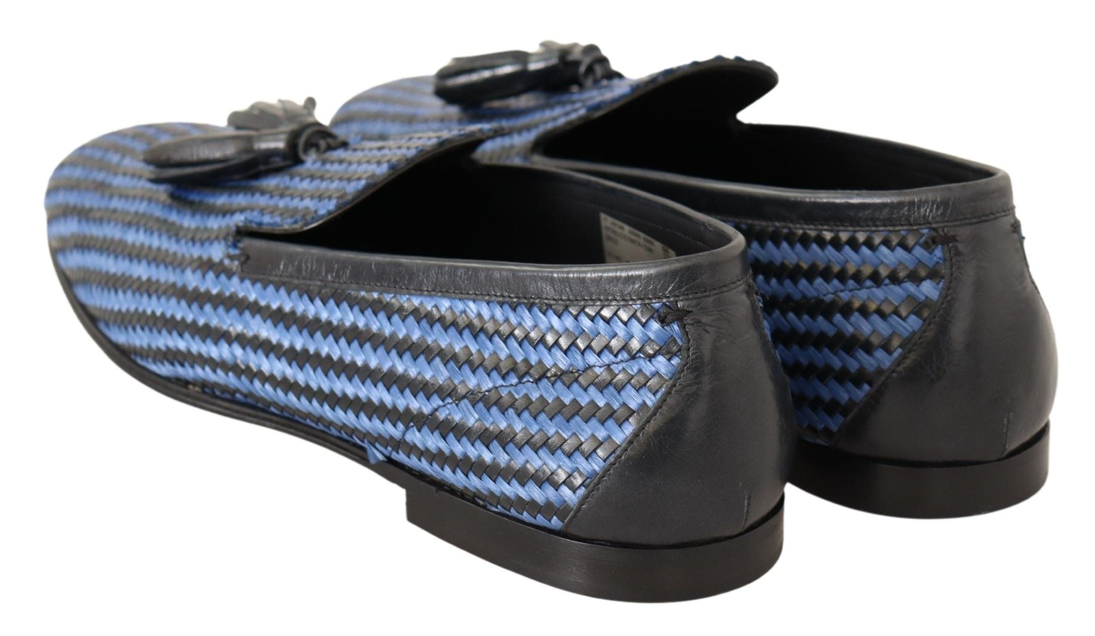 Dolce & Gabbana Blue Woven Leather Tassel Loafers Shoes - DEA STILOSA MILANO