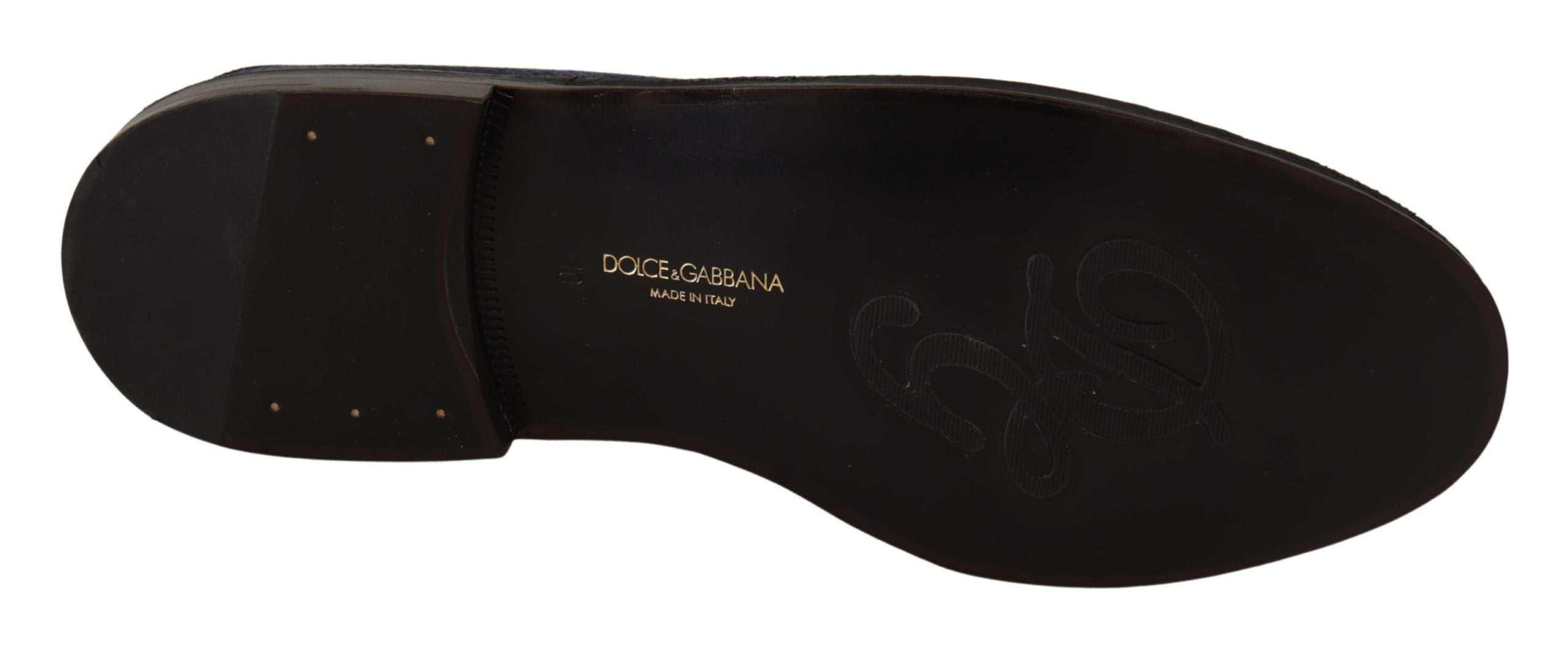 Dolce & Gabbana Blue Leather Perforated Slip On Loafers Shoes - DEA STILOSA MILANO