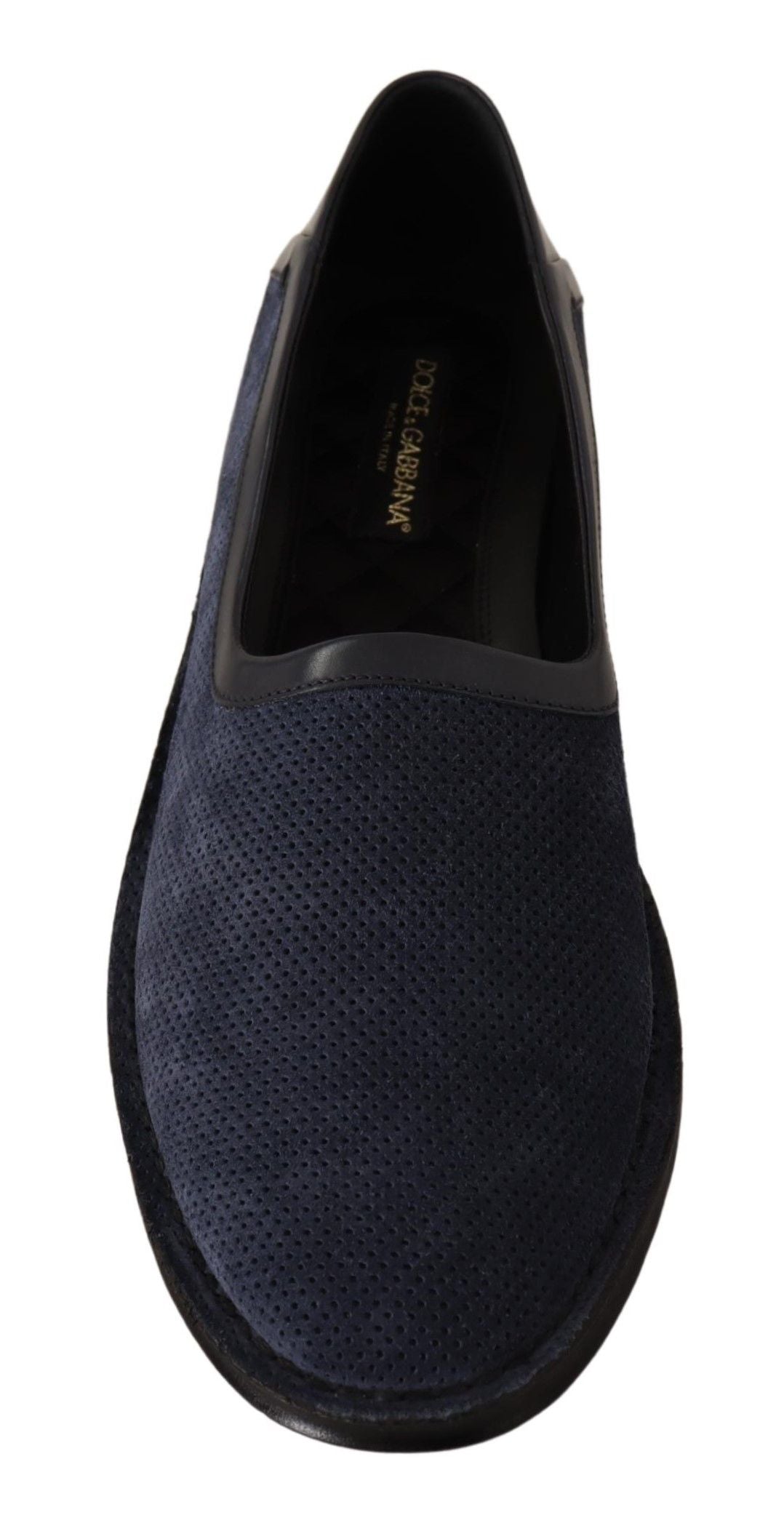 Dolce & Gabbana Blue Leather Perforated Slip On Loafers Shoes - DEA STILOSA MILANO