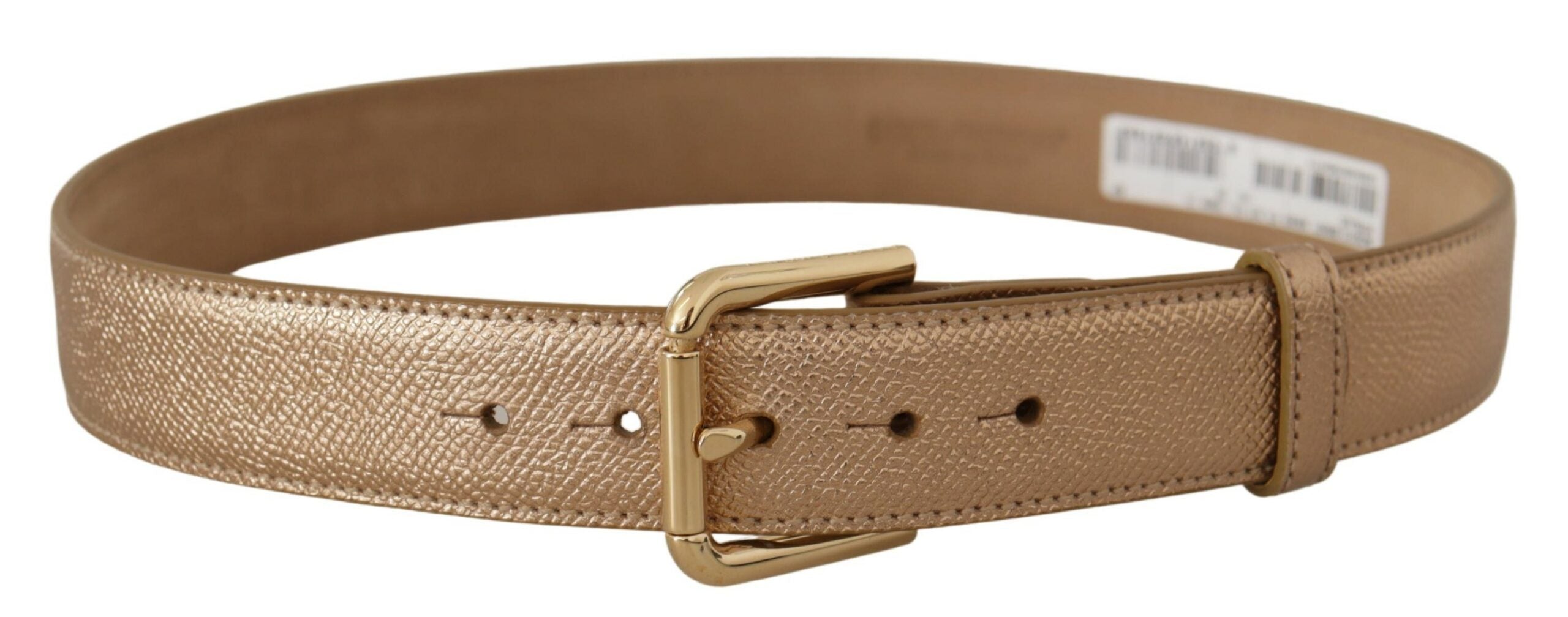 Dolce & Gabbana Rose Gold Leather Metallic Tone Metal Buckle Belt - DEA STILOSA MILANO