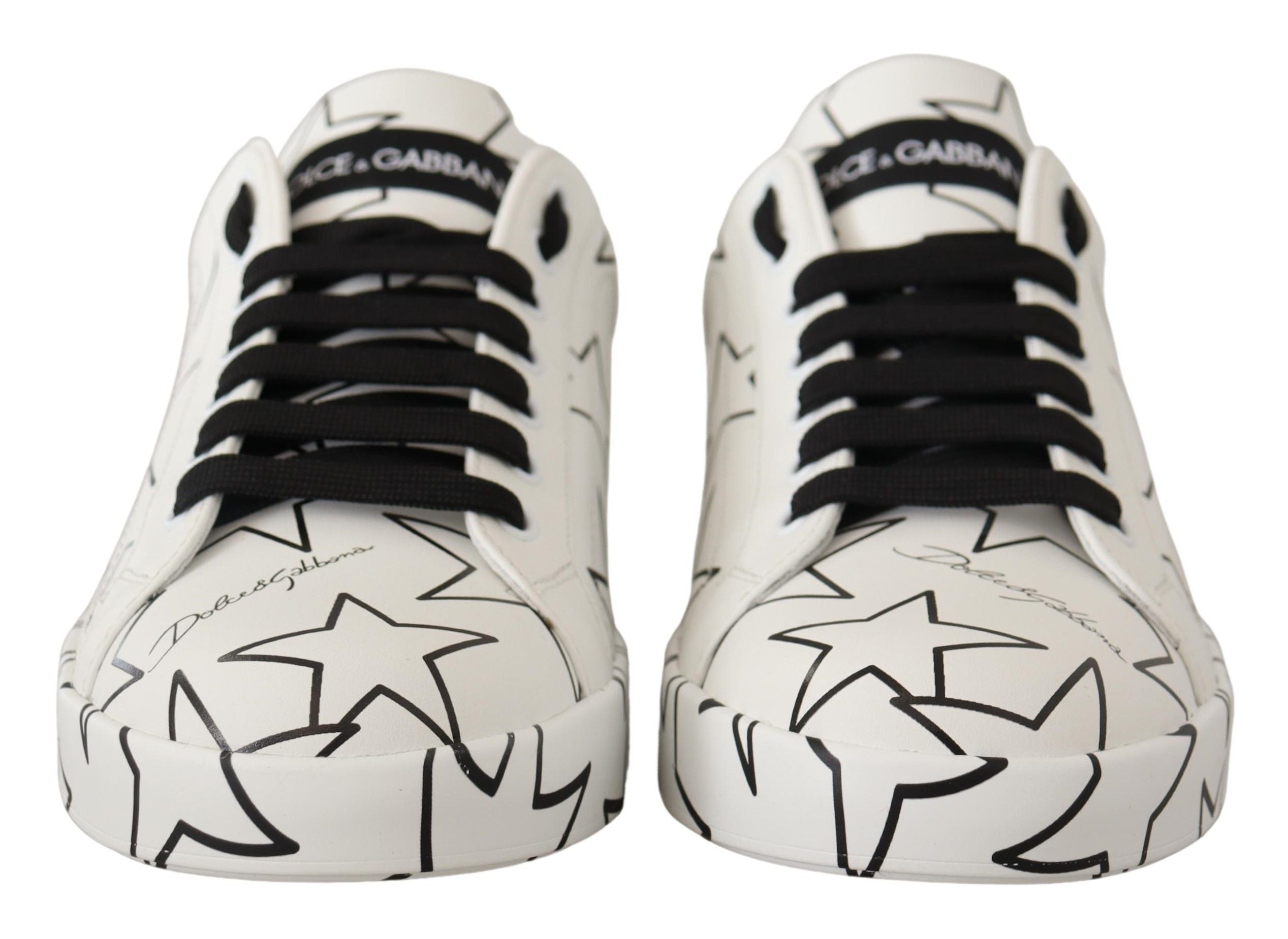 Dolce & Gabbana White Leather Stars Low Top Sneakers Shoes - DEA STILOSA MILANO