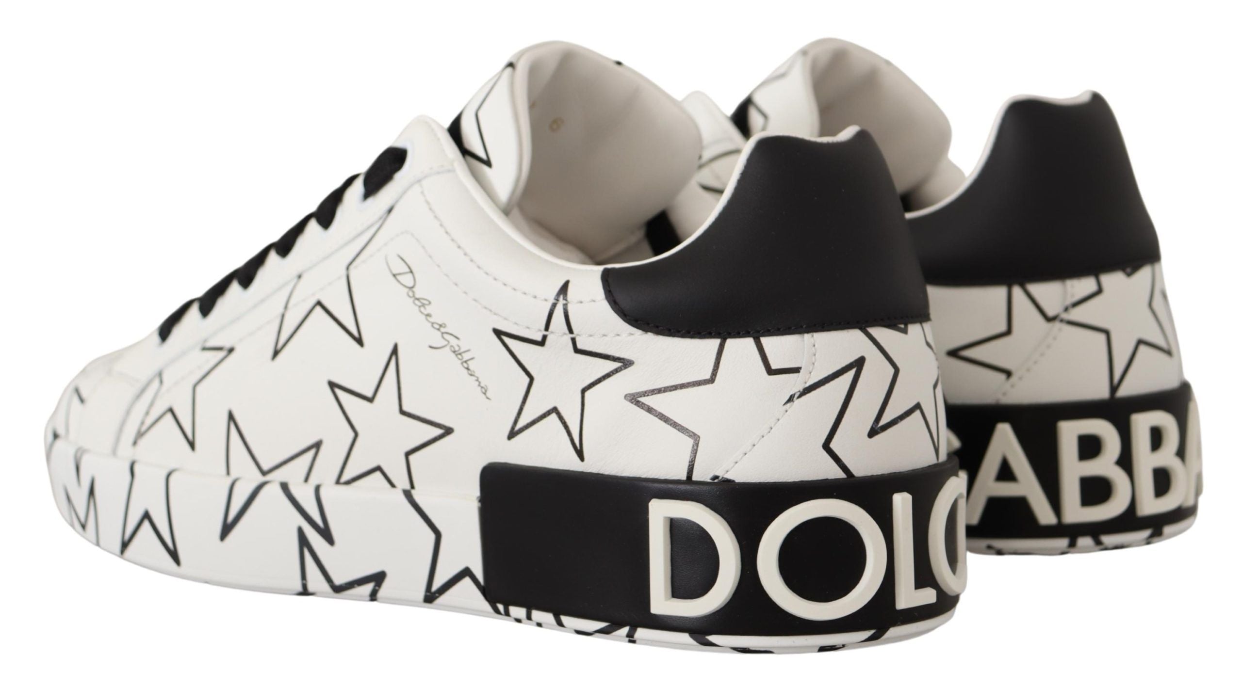 Dolce & Gabbana White Leather Stars Low Top Sneakers Shoes - DEA STILOSA MILANO
